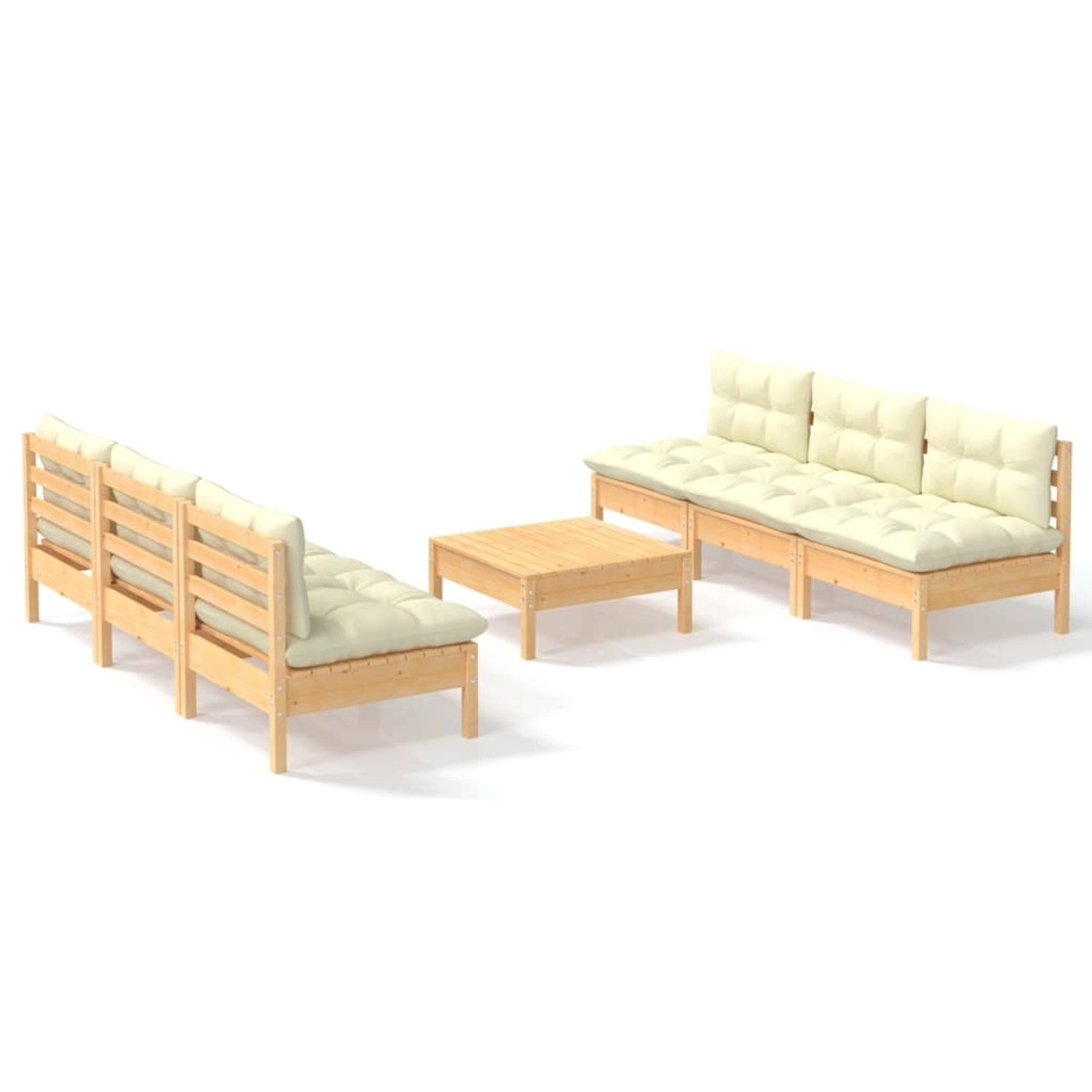 vidaXL 7-tlg Garten-Lounge-Set mit Creme Kissen Kiefernholz Modell 1 günstig online kaufen