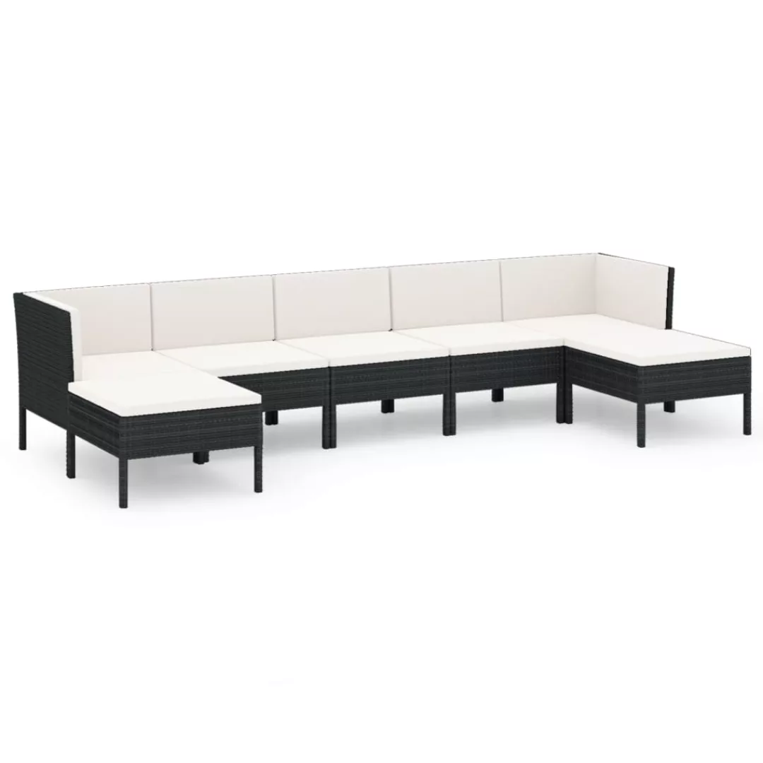 7-tlg. Garten-lounge-set Mit Auflagen Poly Rattan Schwarz günstig online kaufen