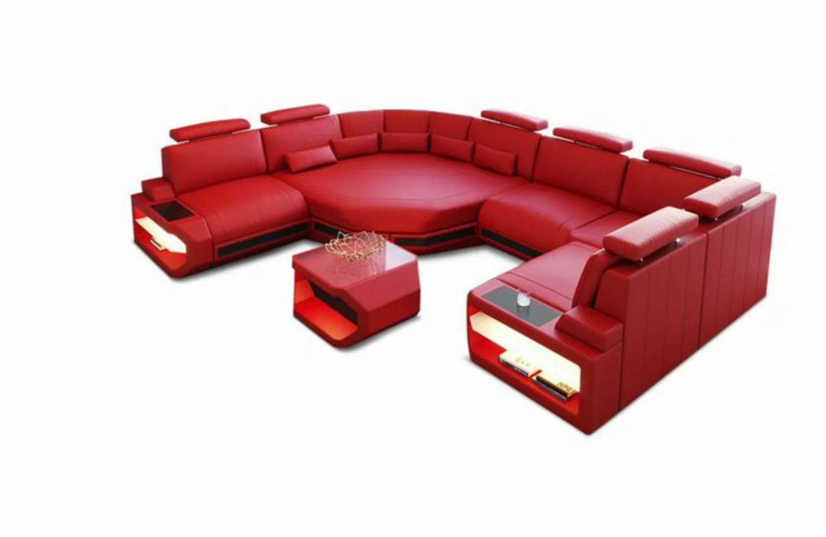 Sofa Dreams Wohnlandschaft Sofa Leder Asti U Mini, Couch, kleines U Form Le günstig online kaufen