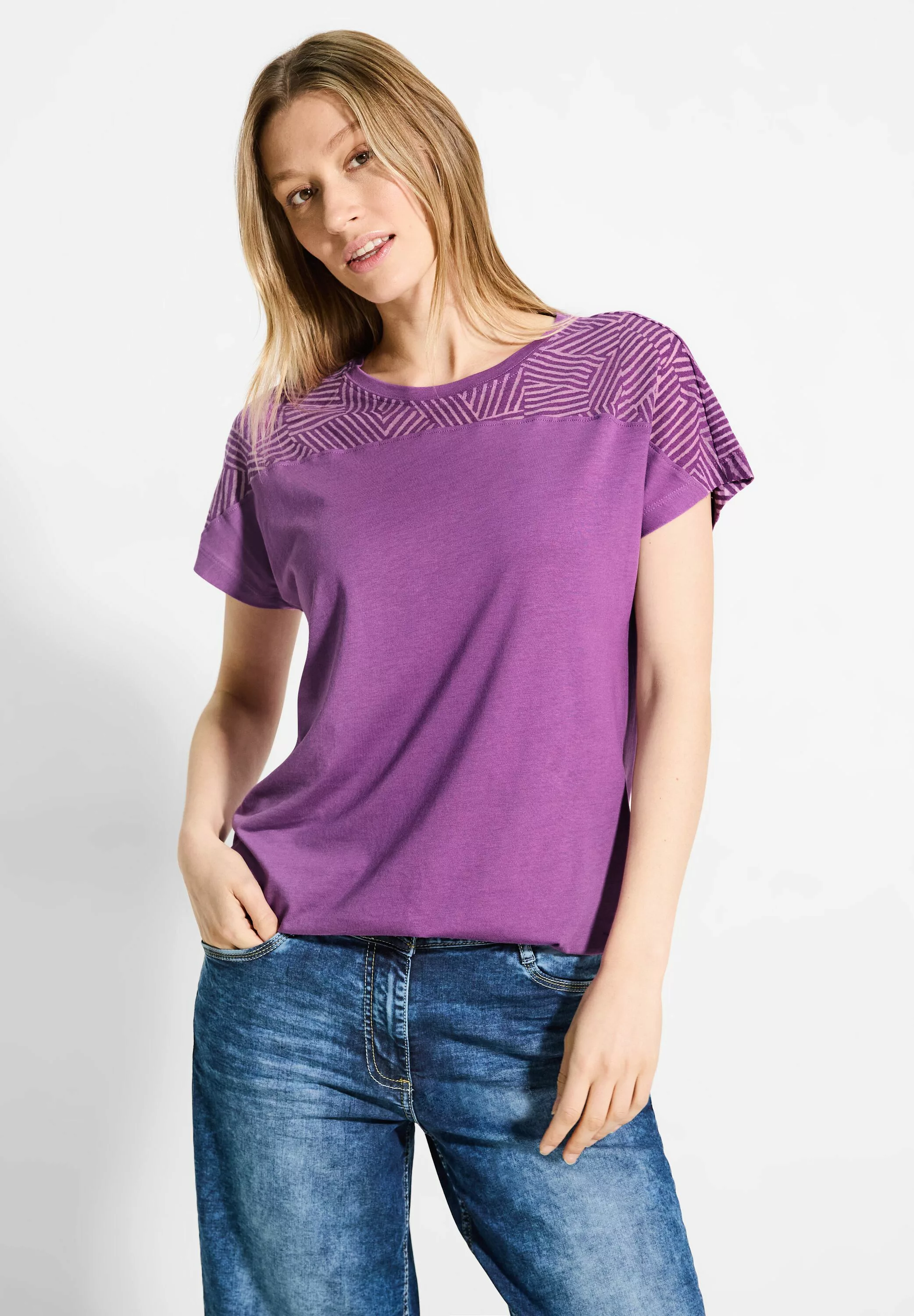 Cecil T-Shirt TOS Burnout Mix Shirt Solid günstig online kaufen
