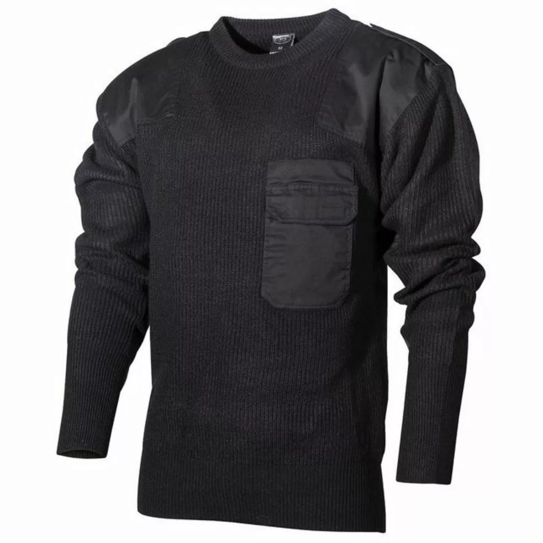 MFH Rundhalspullover Bundeswehr Pullover, mit Brusttasche, schwarz 48 günstig online kaufen