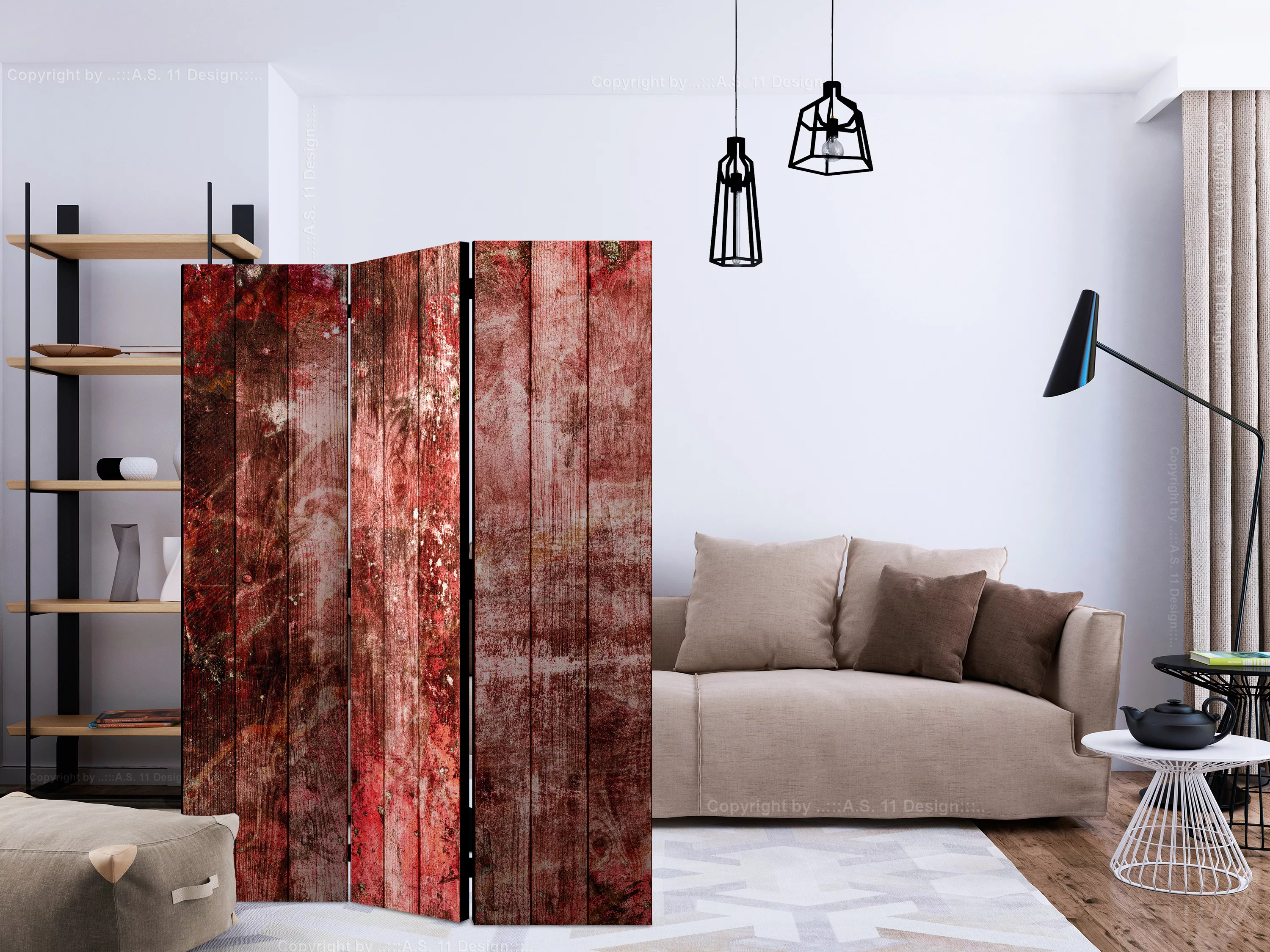 3-teiliges Paravent - Purple Wood [room Dividers] günstig online kaufen