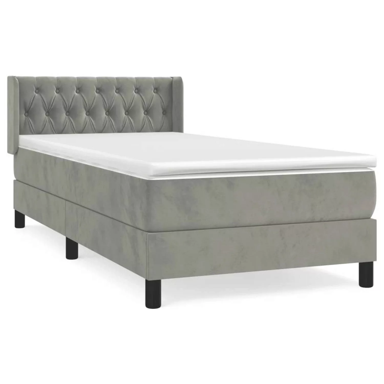 vidaXL Boxspringbett Boxspringbett mit Matratze Hellgrau 100x200 cm Samt Be günstig online kaufen