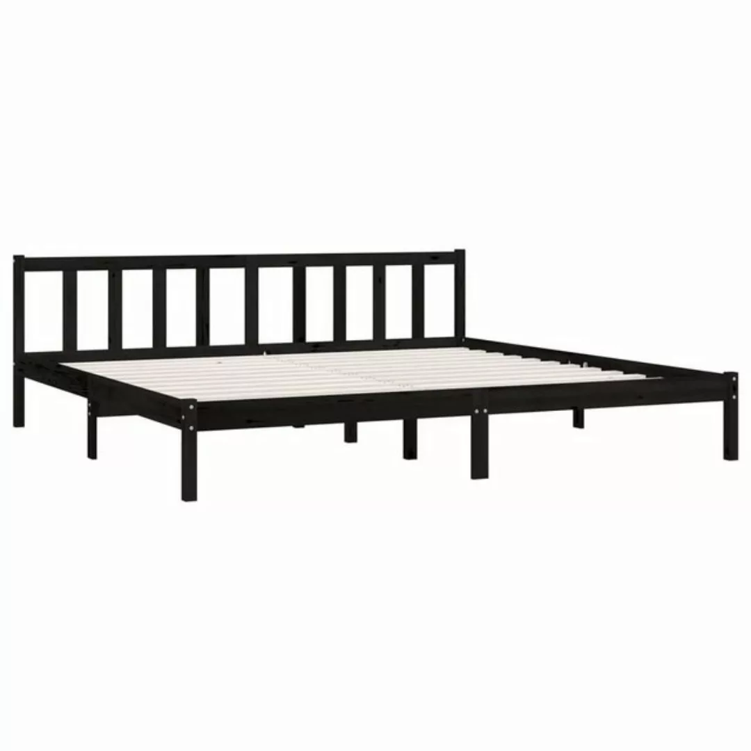 furnicato Bettgestell Massivholzbett Schwarz Kiefer 200x200 cm (1-tlg) günstig online kaufen