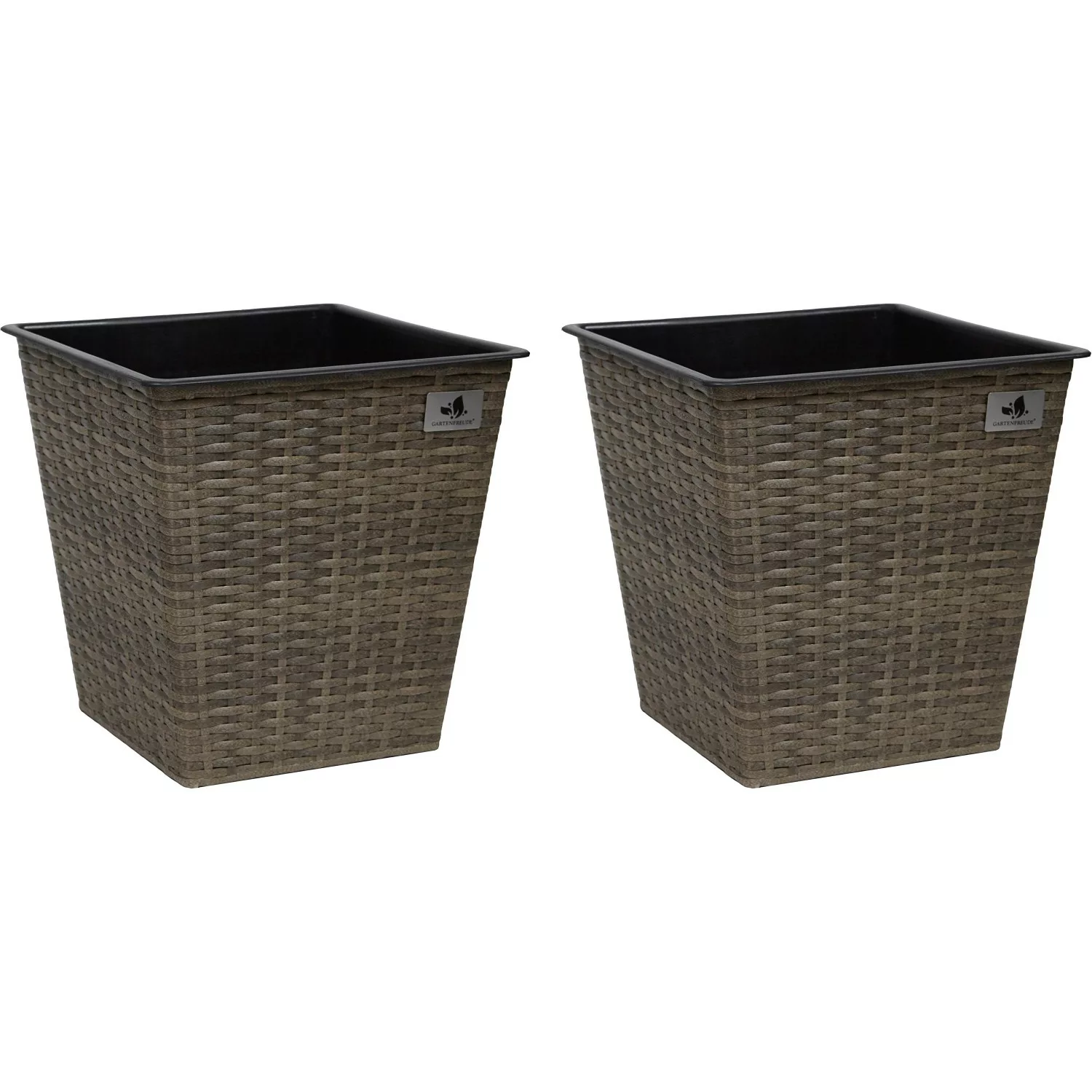 Gartenfreude Pflanzkübel 2er Set Polyrattan Blumentöpfe creme/braun günstig online kaufen