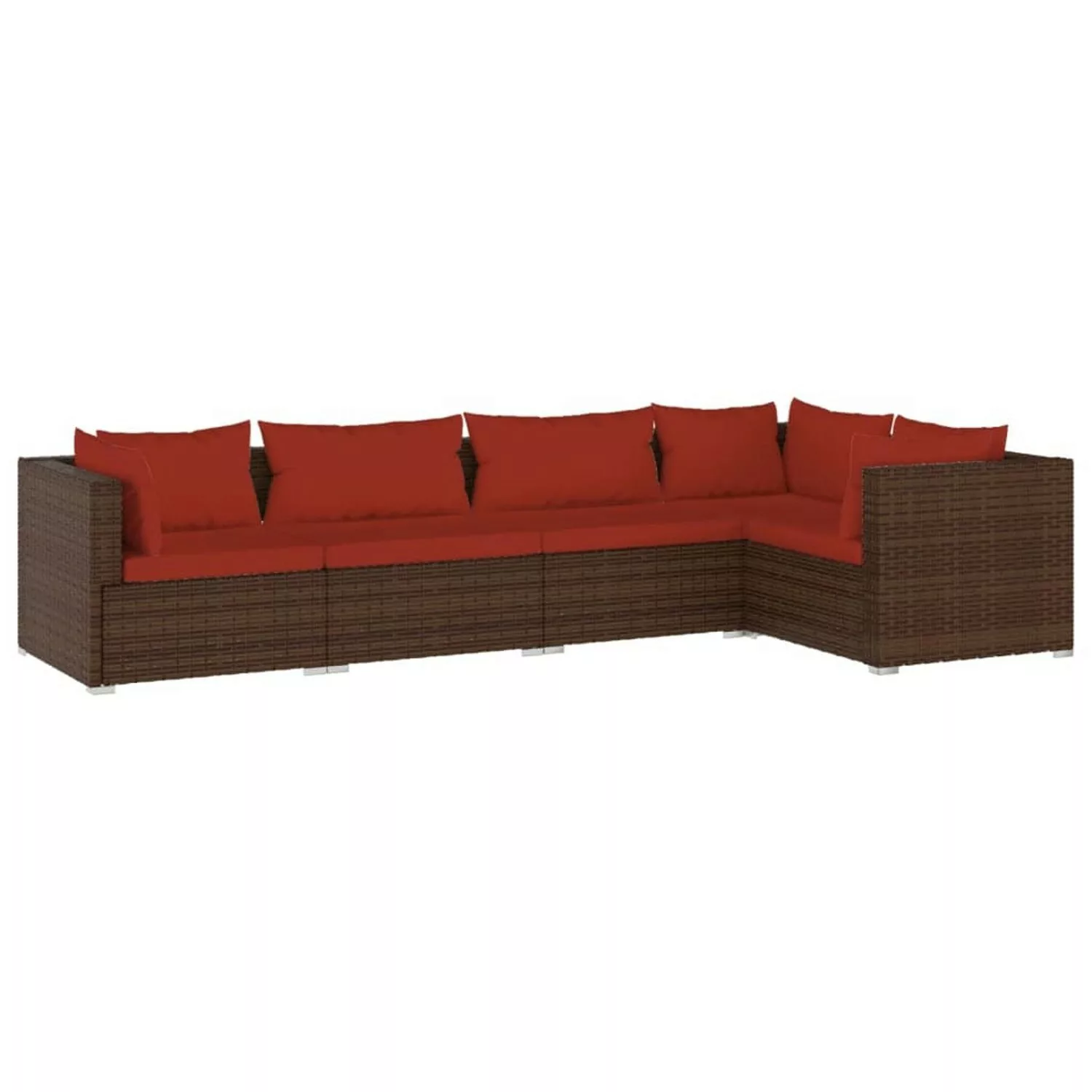 vidaXL 5-tlg Garten-Lounge-Set mit Kissen Poly Rattan Braun Modell 35 günstig online kaufen