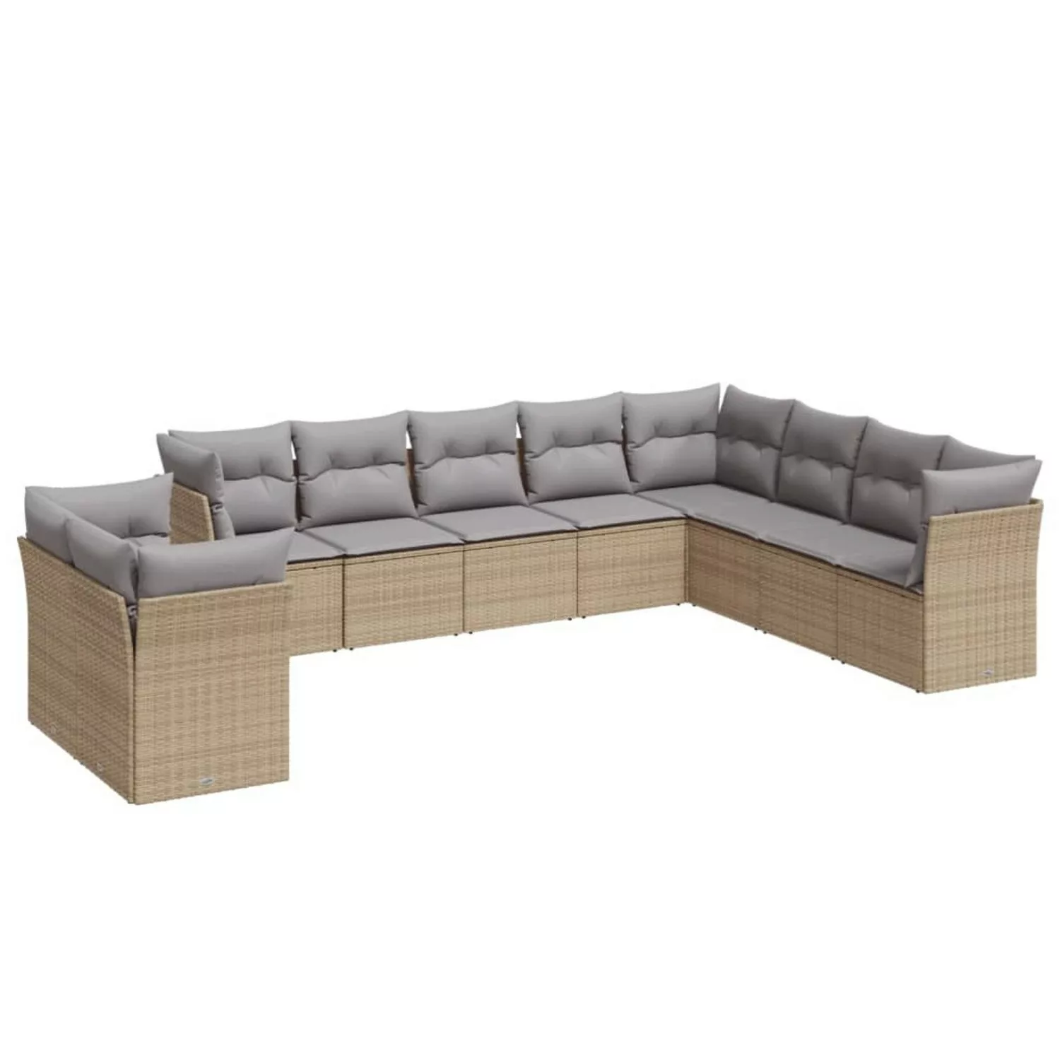 vidaXL 10-tlg Garten-Sofagarnitur mit Kissen Beige Poly Rattan Modell 11 günstig online kaufen