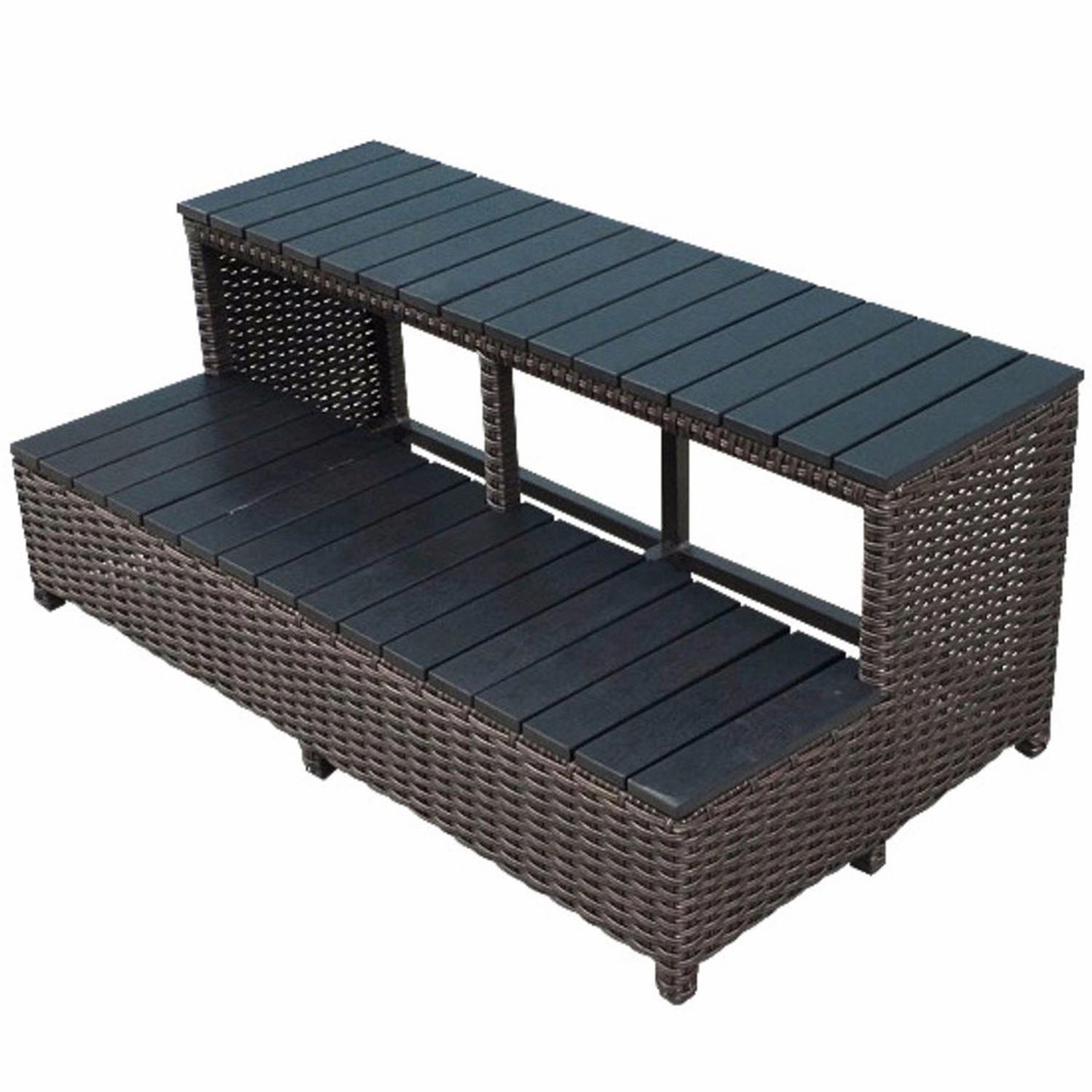 Canadian Spa Rattantreppe Braun für Whirlpools  85 cm x 56 cm x 43 cm günstig online kaufen