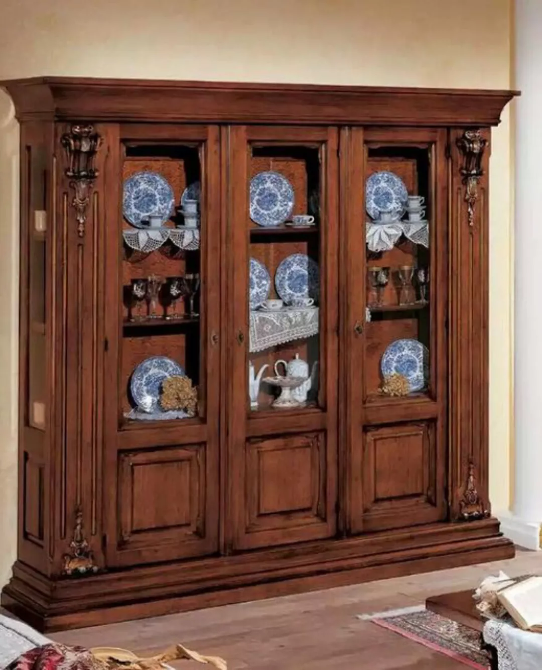 JVmoebel Vitrine Klassische Vitrine Anrichte Möbel Regale Massivholz Braun günstig online kaufen