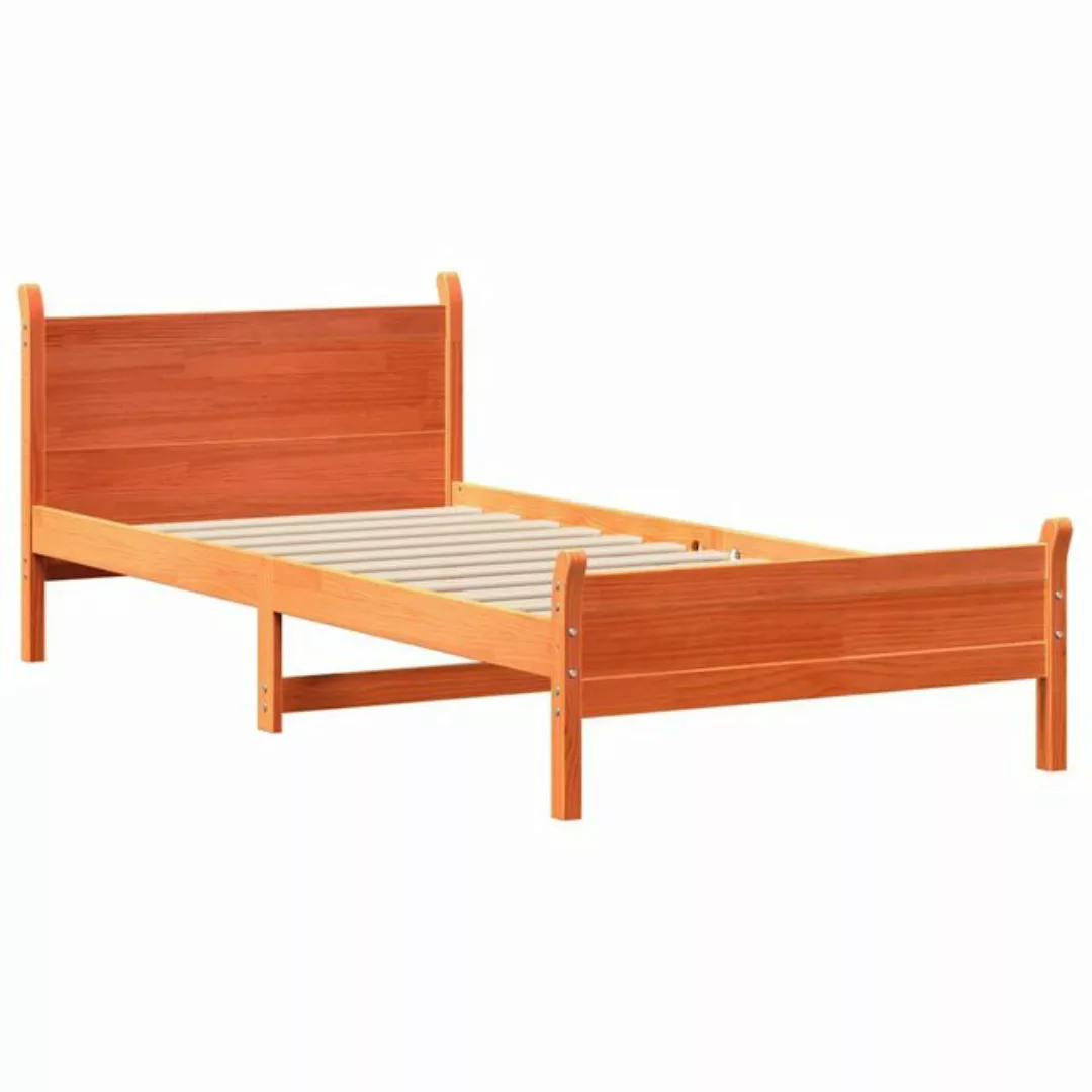 vidaXL Bett Massivholzbett ohne Matratze Wachsbraun 75x190 cm Kiefernholz günstig online kaufen