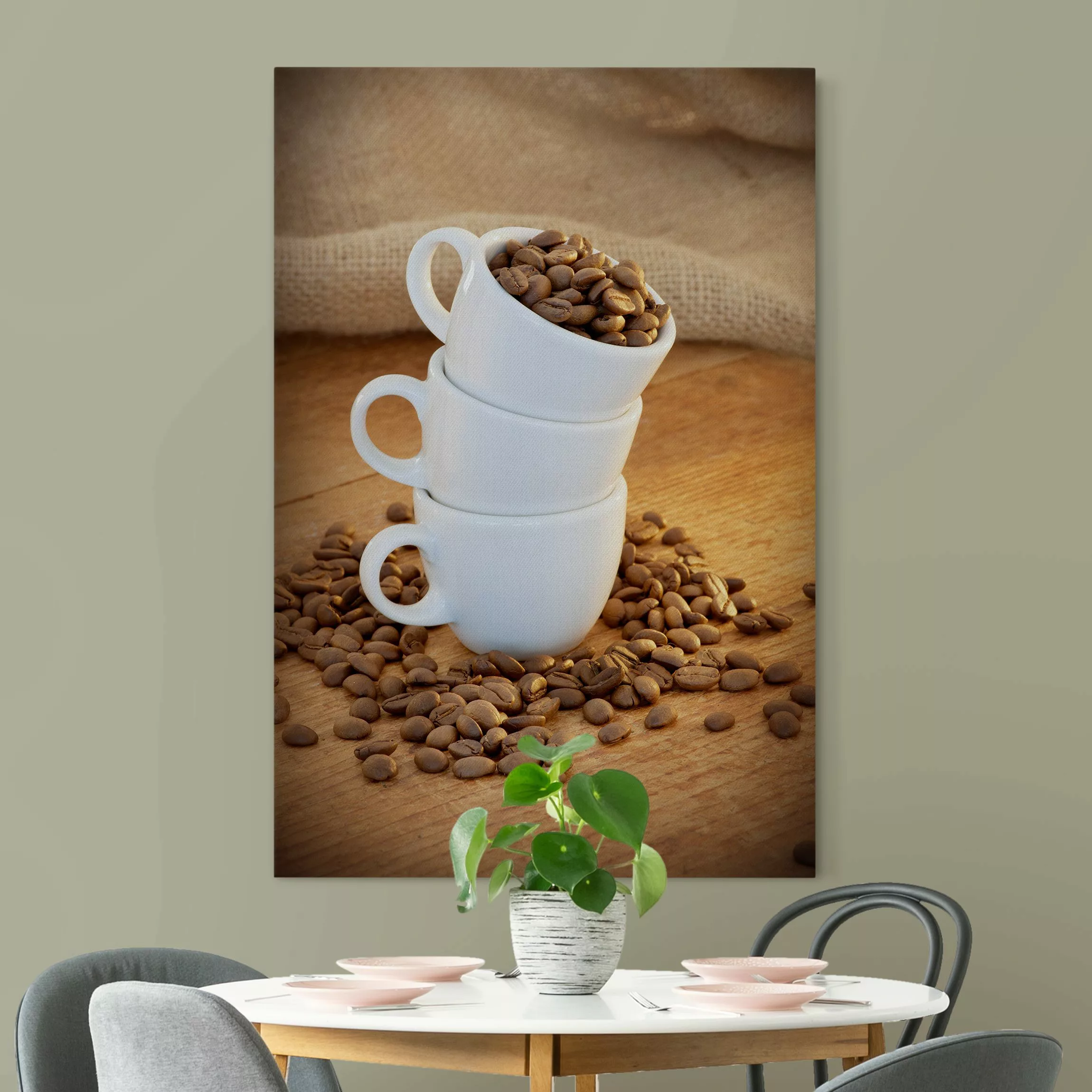 Akustikbild 3 Espressotassen mit Kaffeebohnen II günstig online kaufen