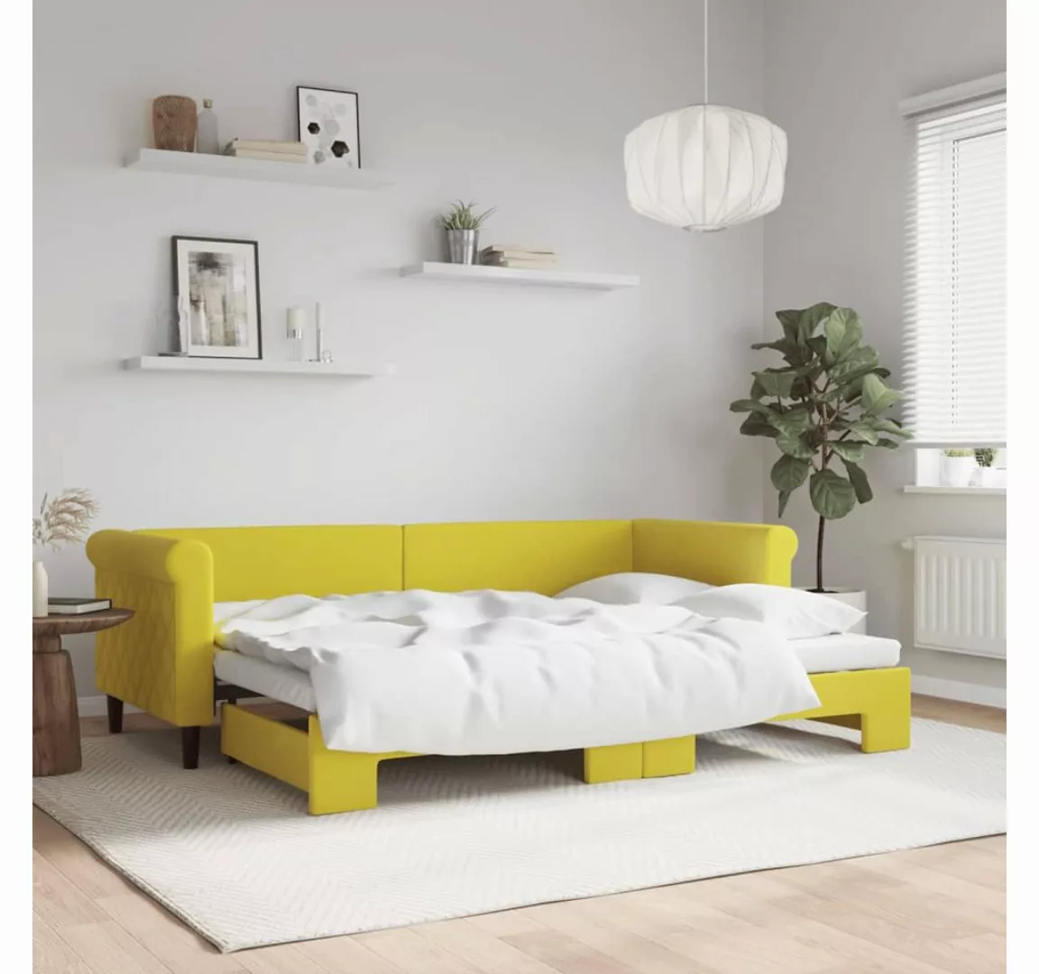 vidaXL Gästebett Gästebett Tagesbett Ausziehbar Gelb 80x200 cm Samt Bett Be günstig online kaufen