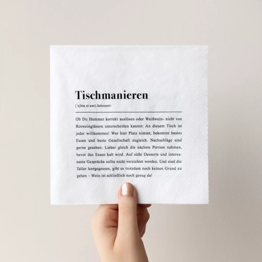 Papierservietten Mit Spruch: Tischmanieren Definition - Packung Mit 20 Stüc günstig online kaufen