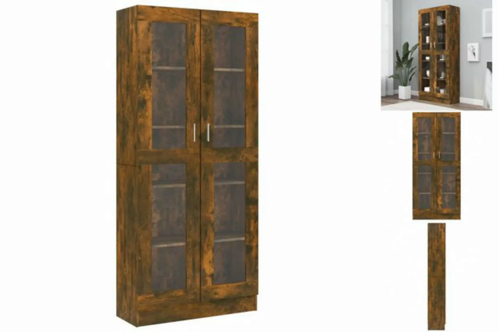 vidaXL Vitrine Vitrine Regal Vitrinenschrank Räuchereiche 82,5x30,5x185,5 c günstig online kaufen