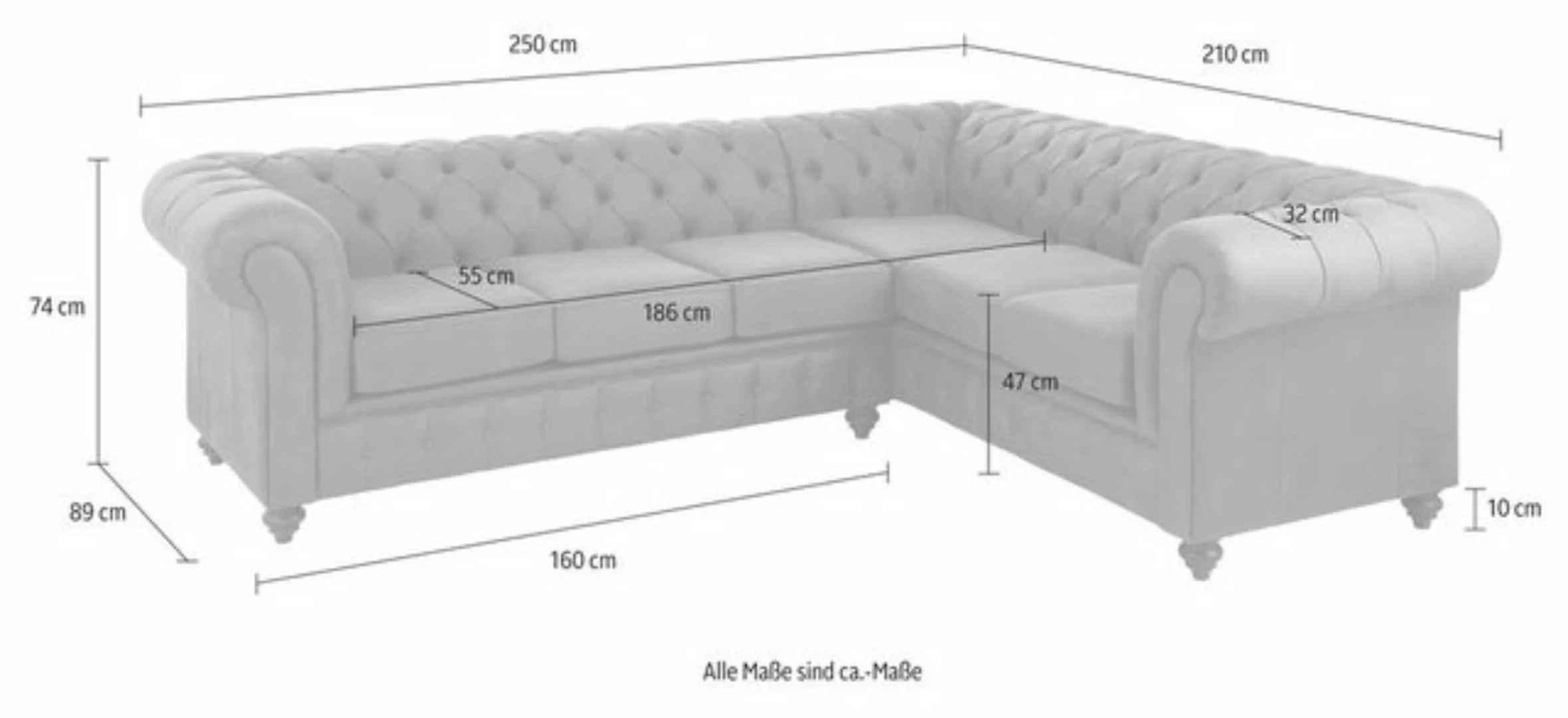 Home affaire Chesterfield-Sofa "Chesterfield Ecksofa, auch in Leder L-Form" günstig online kaufen