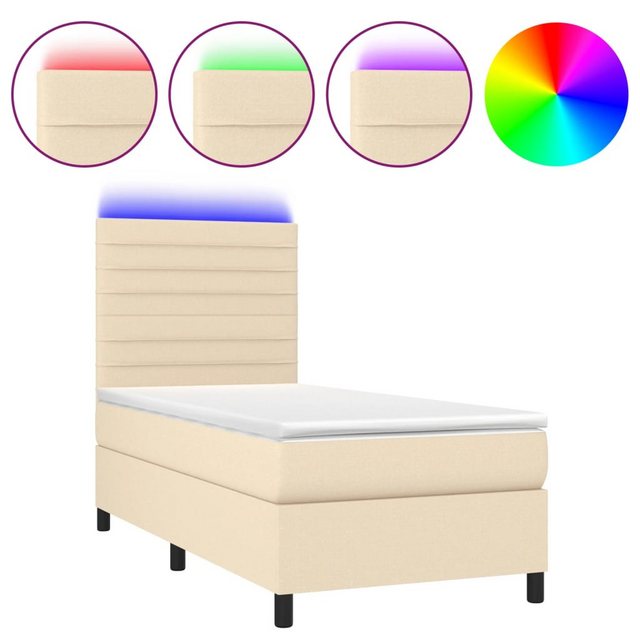 vidaXL Boxspringbett Boxspringbett mit Matratze LED Creme 80x200 cm Stoff B günstig online kaufen