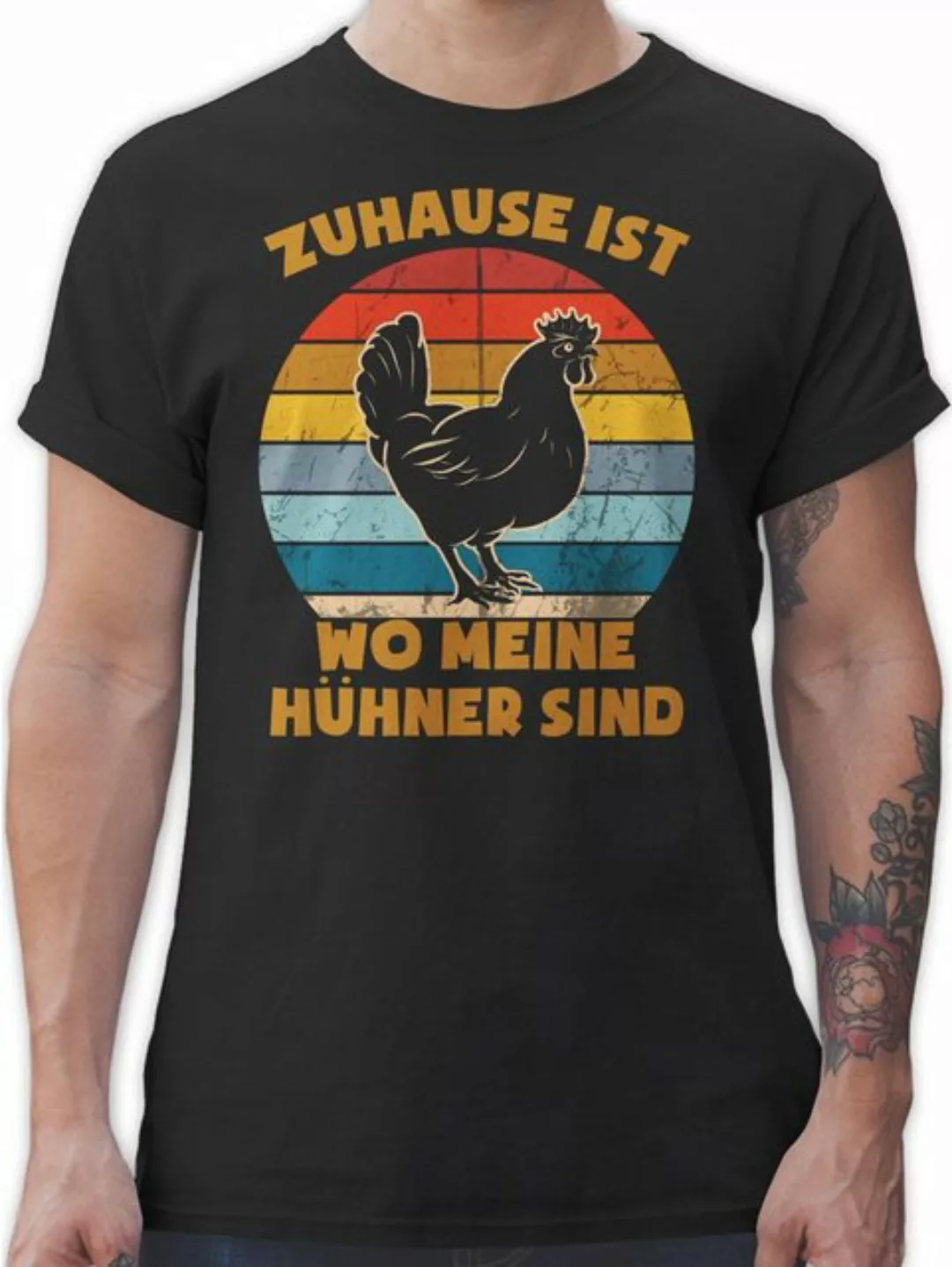 Shirtracer T-Shirt Zuhause ist wo meine Hühner sind - Vintage Sprüche State günstig online kaufen