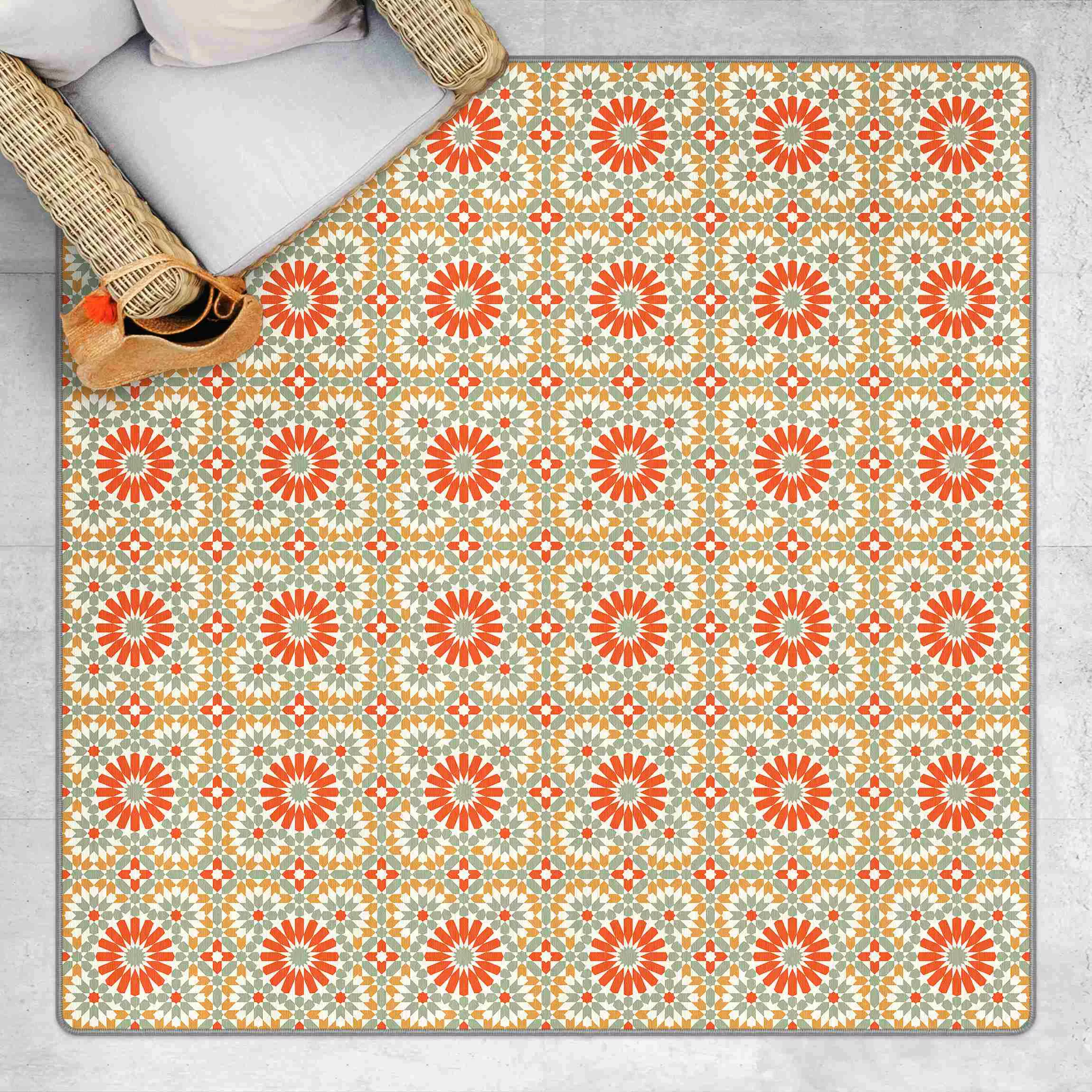 Teppich Orientalisches Muster mit bunten Kacheln günstig online kaufen