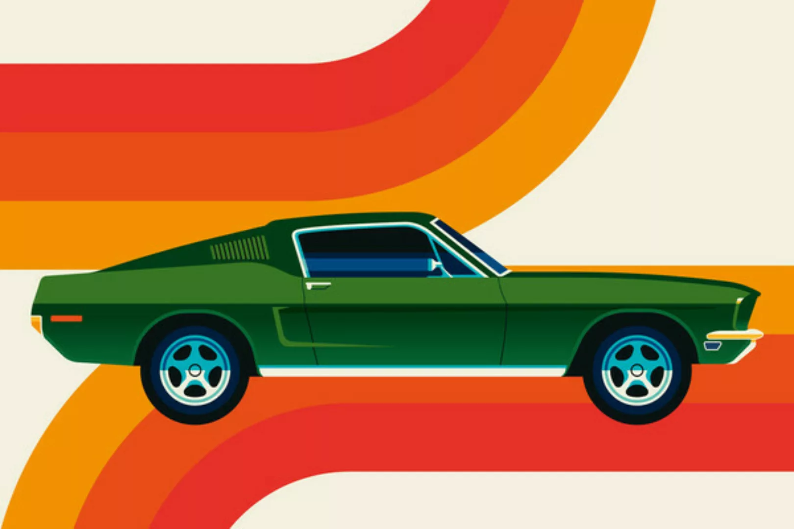 Poster / Leinwandbild - Green Vintage Sports Car günstig online kaufen