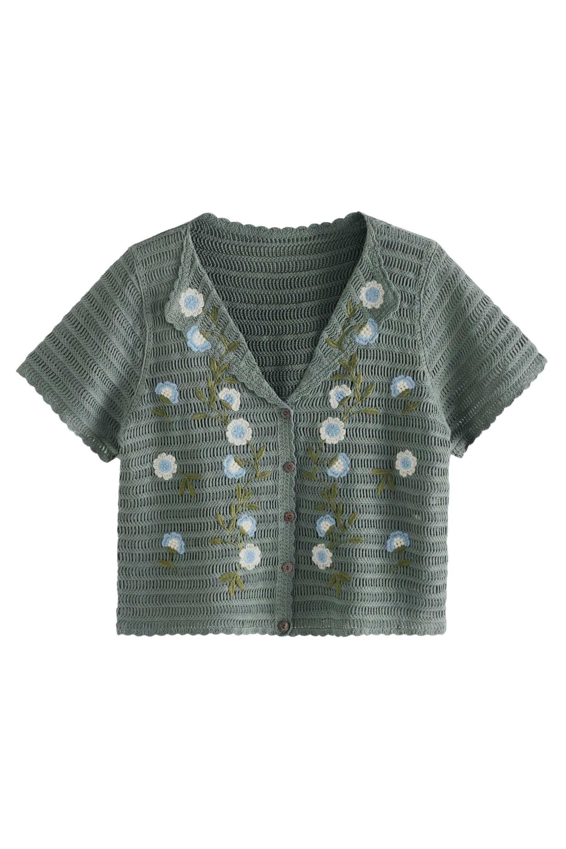 Next Strickpullover Geknöpfte Bluse, Blumenstickerei und günstig online kaufen