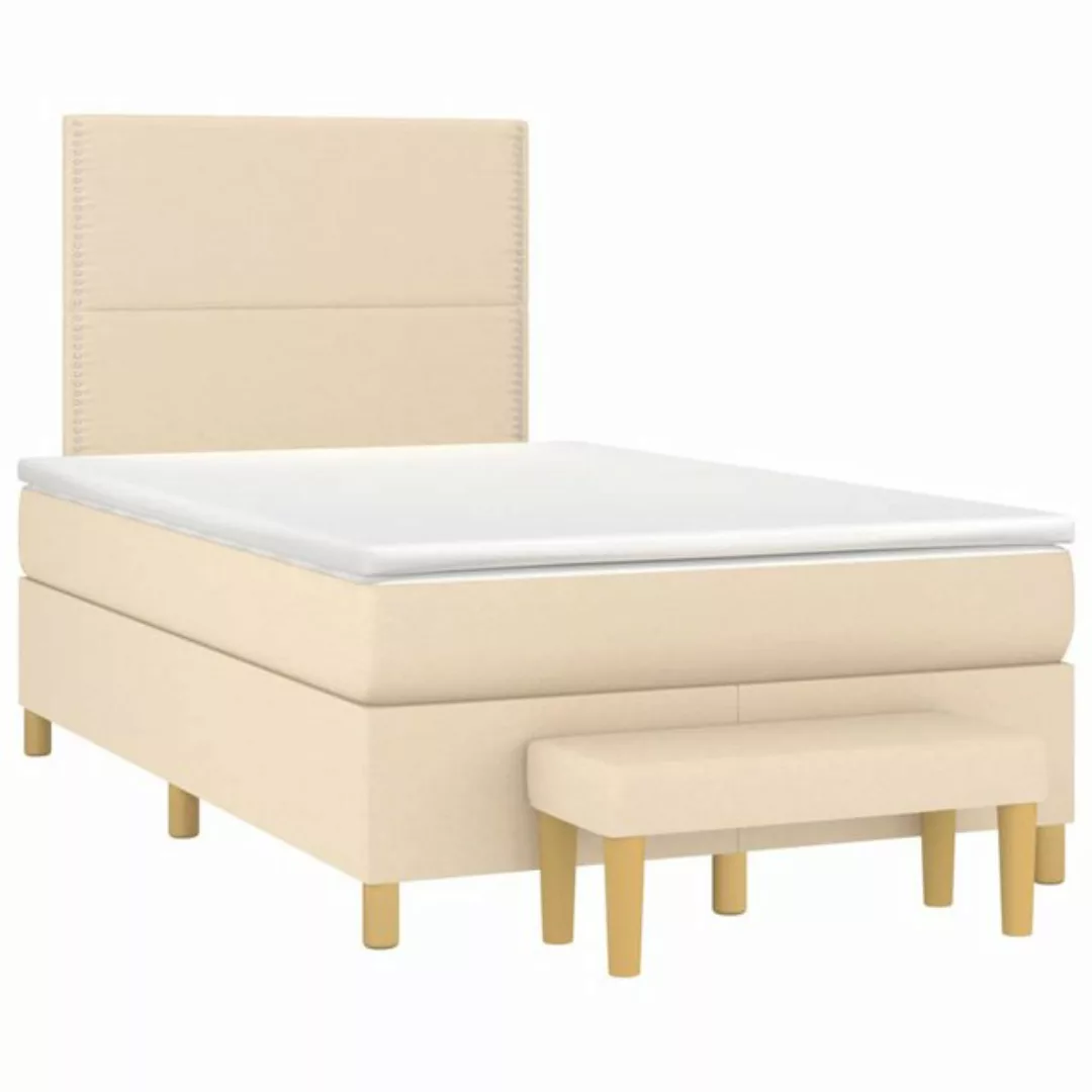 vidaXL Boxspringbett, Boxbett mit Matratze Creme 120x190 cm Stoff günstig online kaufen