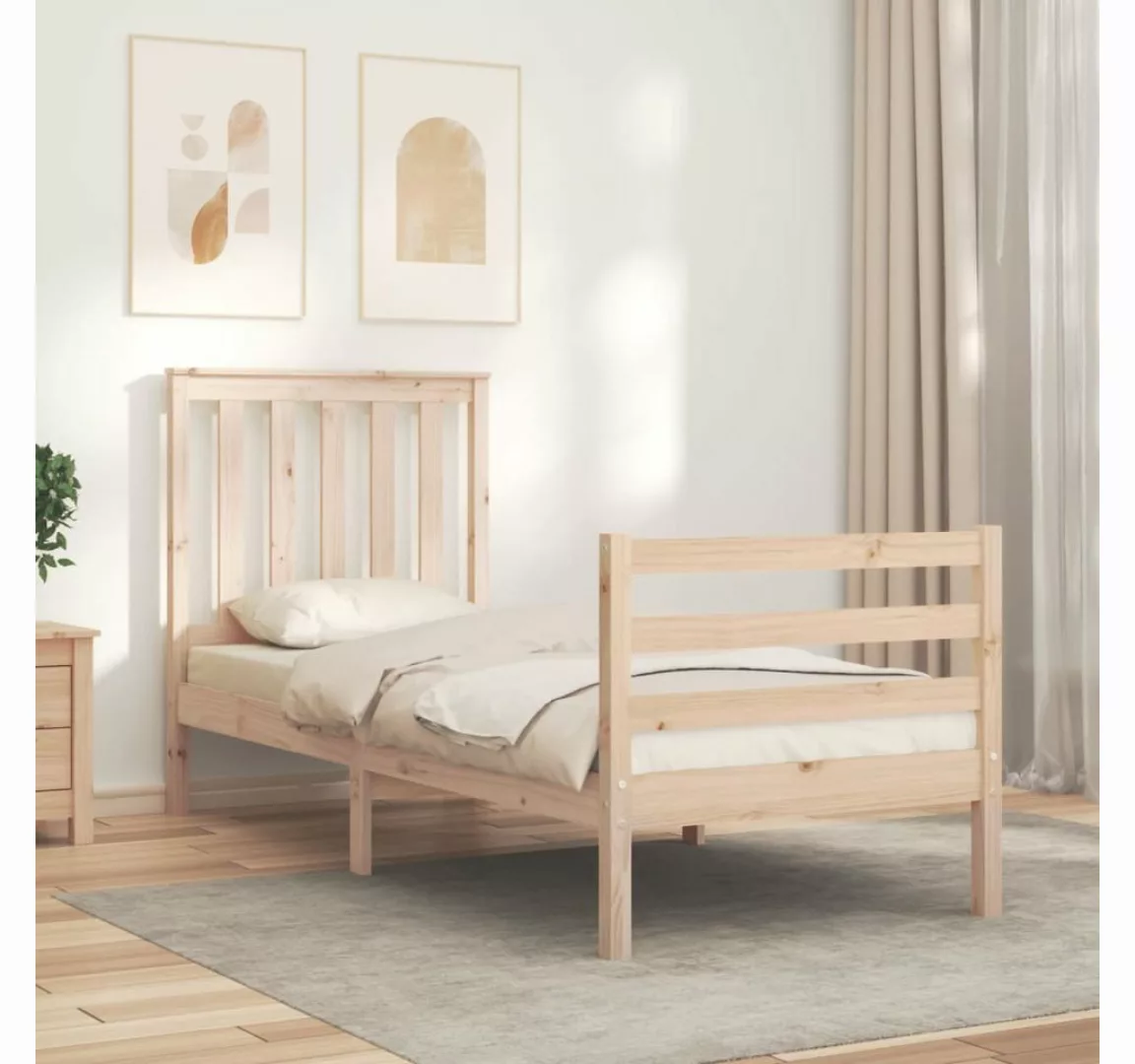 vidaXL Bett Massivholzbett mit Kopfteil günstig online kaufen