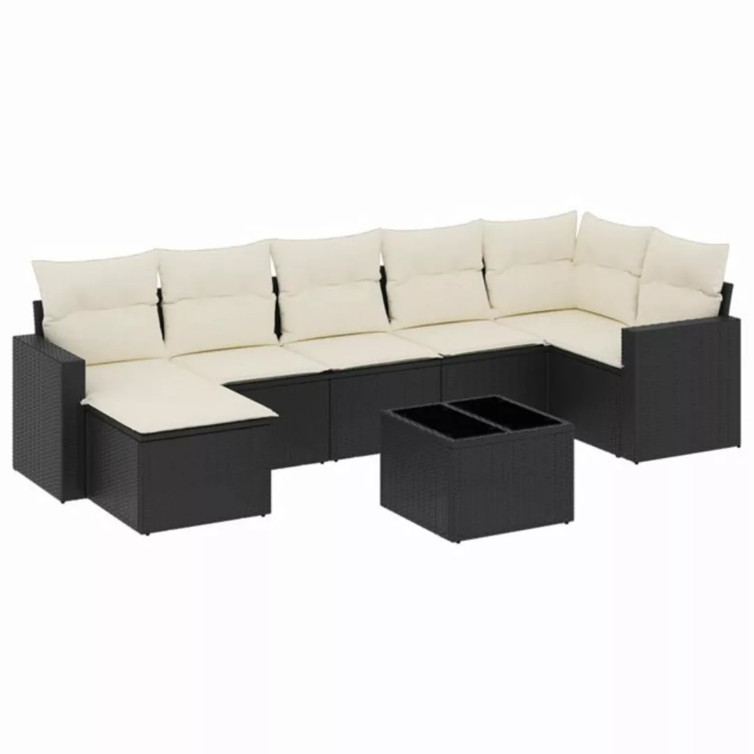 vidaXL Sofaelement 8-tlg. Garten-Sofagarnitur mit Kissen Schwarz Poly Ratta günstig online kaufen