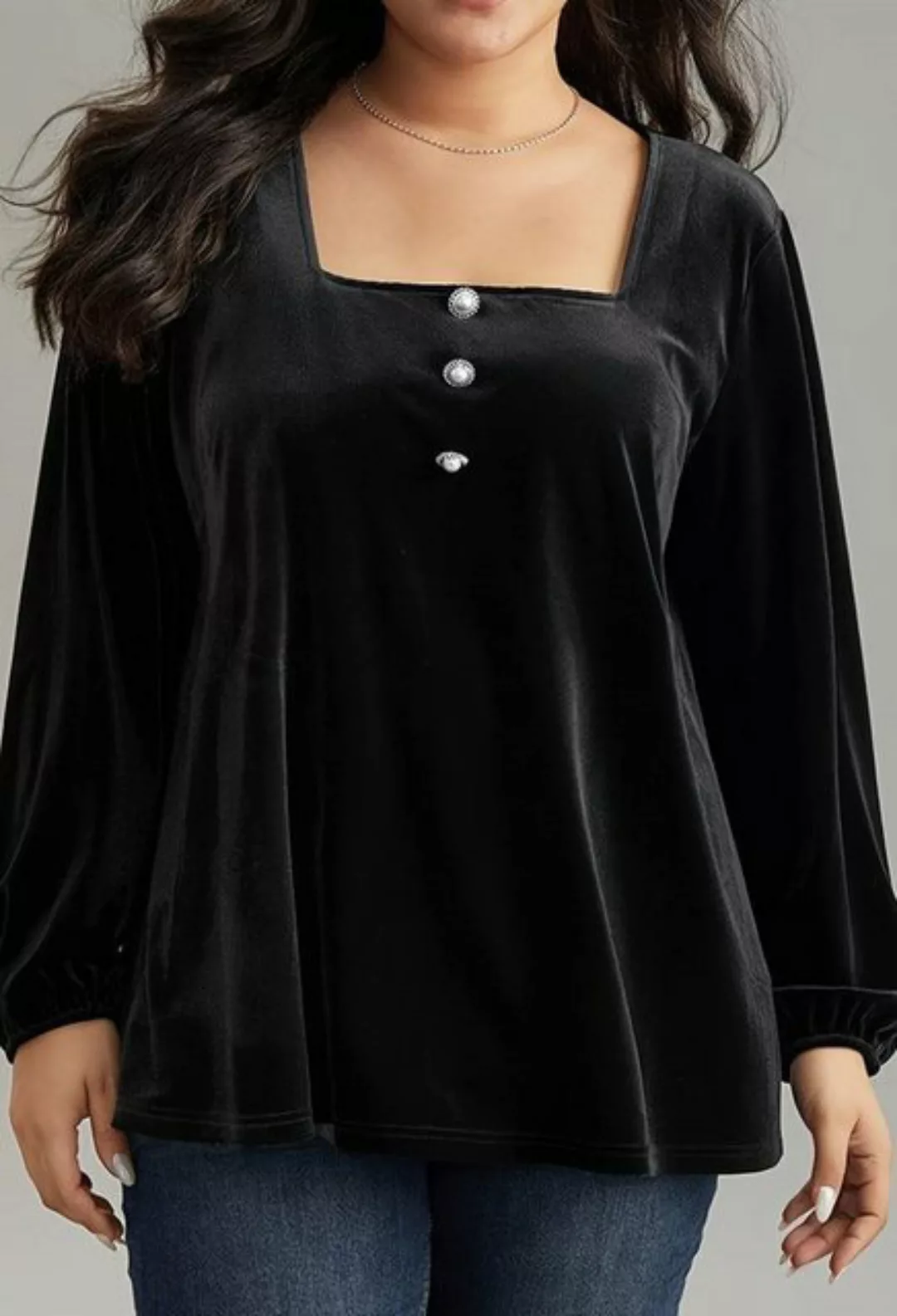 LOVGCCN T-Shirt Elegant Velvet T-shirt (Square neck long sleeve fashionable günstig online kaufen