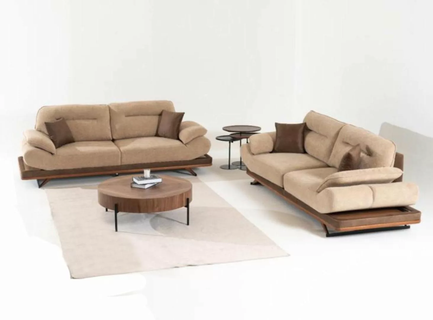 Xlmoebel 3-Sitzer Zweimal 3-Sitzer Sofas in Beige für das Wohnzimmer - Luxu günstig online kaufen