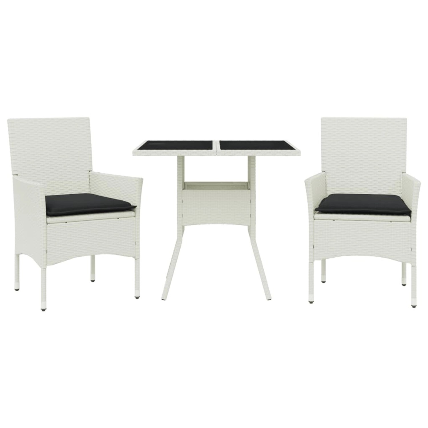 vidaXL 3-Tlg Garten-Essgruppe mit Kissen Weiß Poly Rattan und Glas 3278613 günstig online kaufen