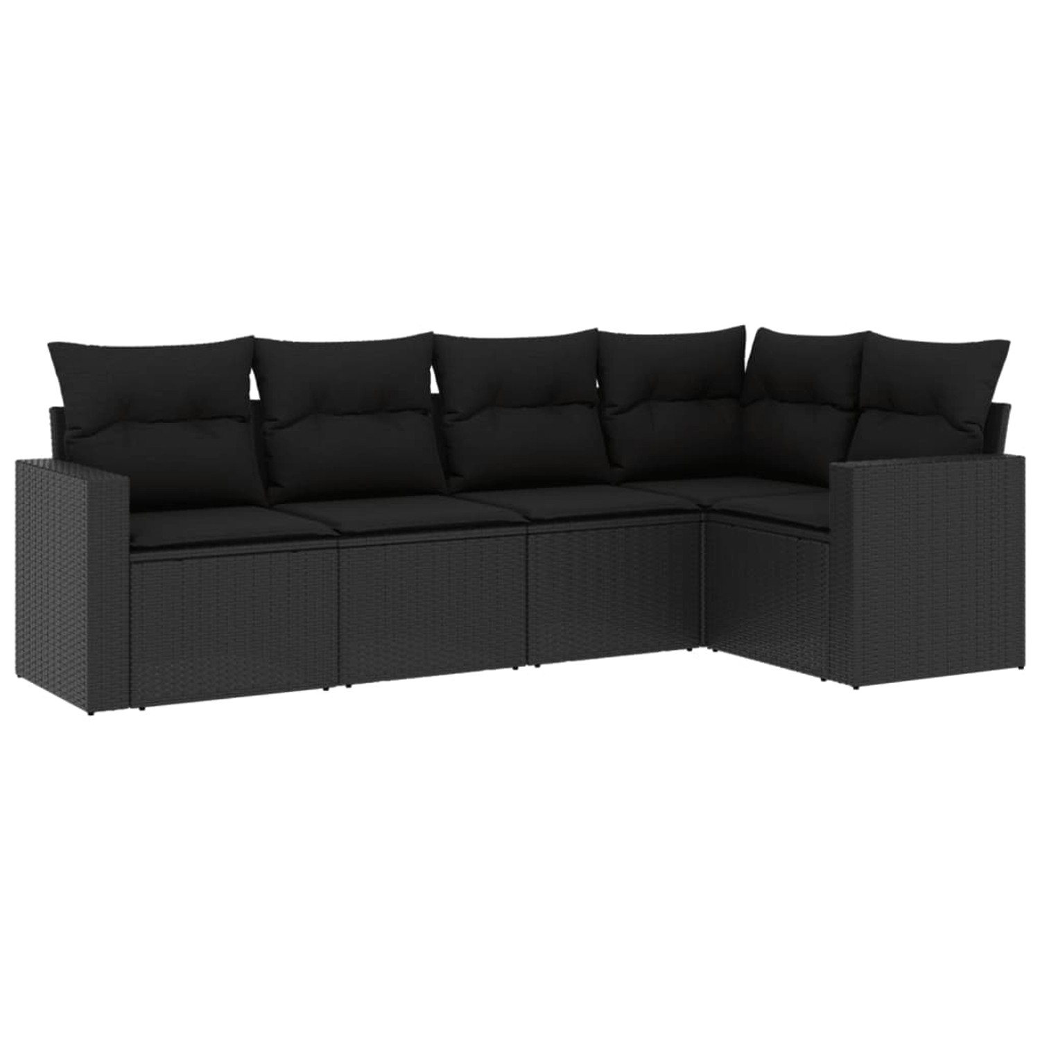 vidaXL 5-Tlg Garten-Sofagarnitur mit Kissen Schwarz Poly Rattan 3218915 günstig online kaufen