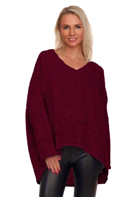 Charis Moda Strickpullover V-​Ausschnitt im Oversized Look vorne kurz hinte günstig online kaufen