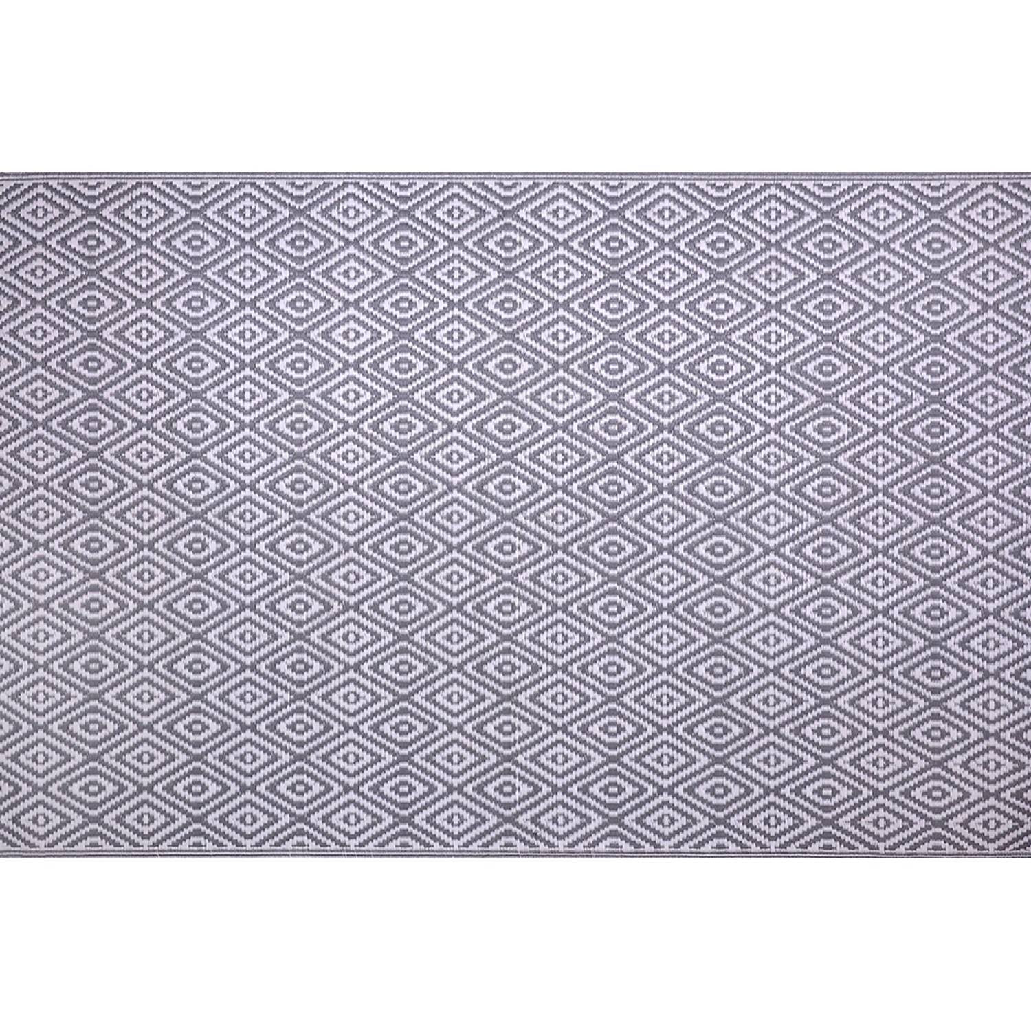 Outdoor-Teppich 120 cm x 180 cm Grau-Weiß Raute günstig online kaufen