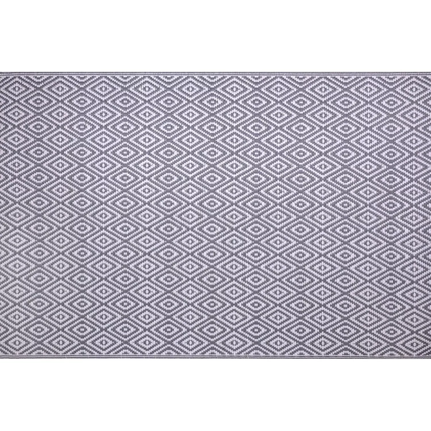 Outdoor-Teppich 120 cm x 180 cm Grau-Weiß Raute günstig online kaufen