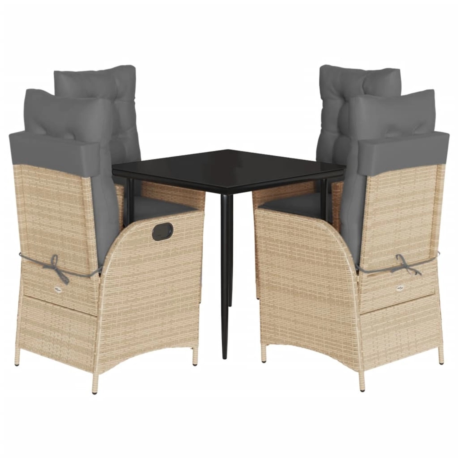 vidaXL 5-Tlg Garten-Essgruppe mit Kissen Beige Poly Rattan 3213256 günstig online kaufen