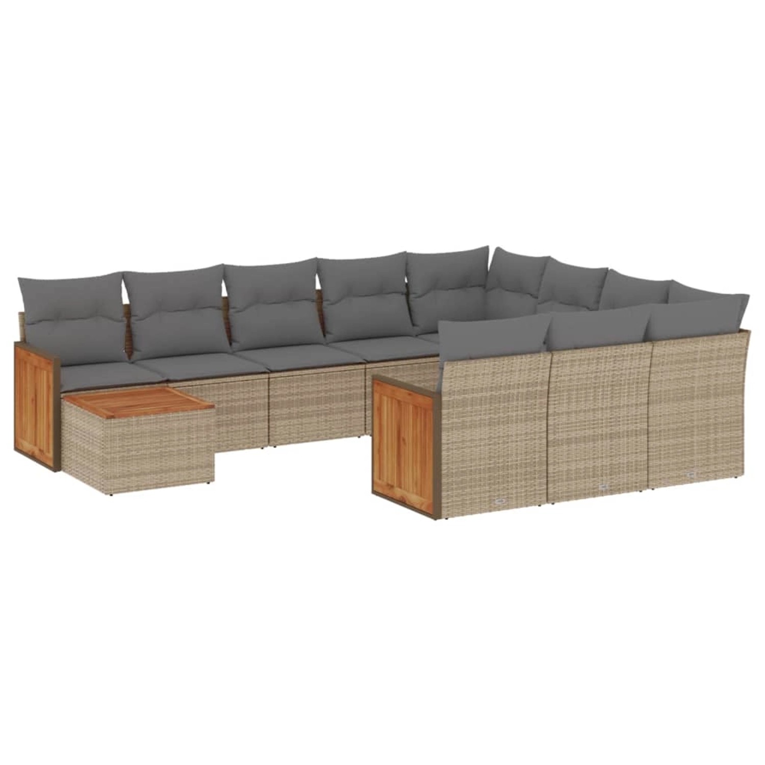 vidaXL 11-Tlg Garten-Sofagarnitur mit Kissen Beige Poly Rattan 3260449 günstig online kaufen