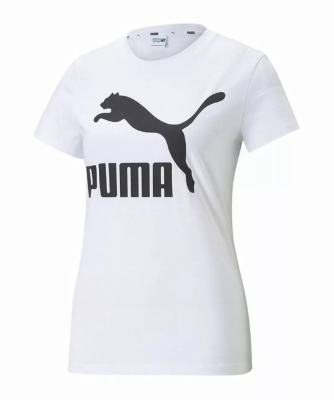 PUMA T-Shirt PUMA Classics Logo T-Shirt Weiß Baumwolle günstig online kaufen