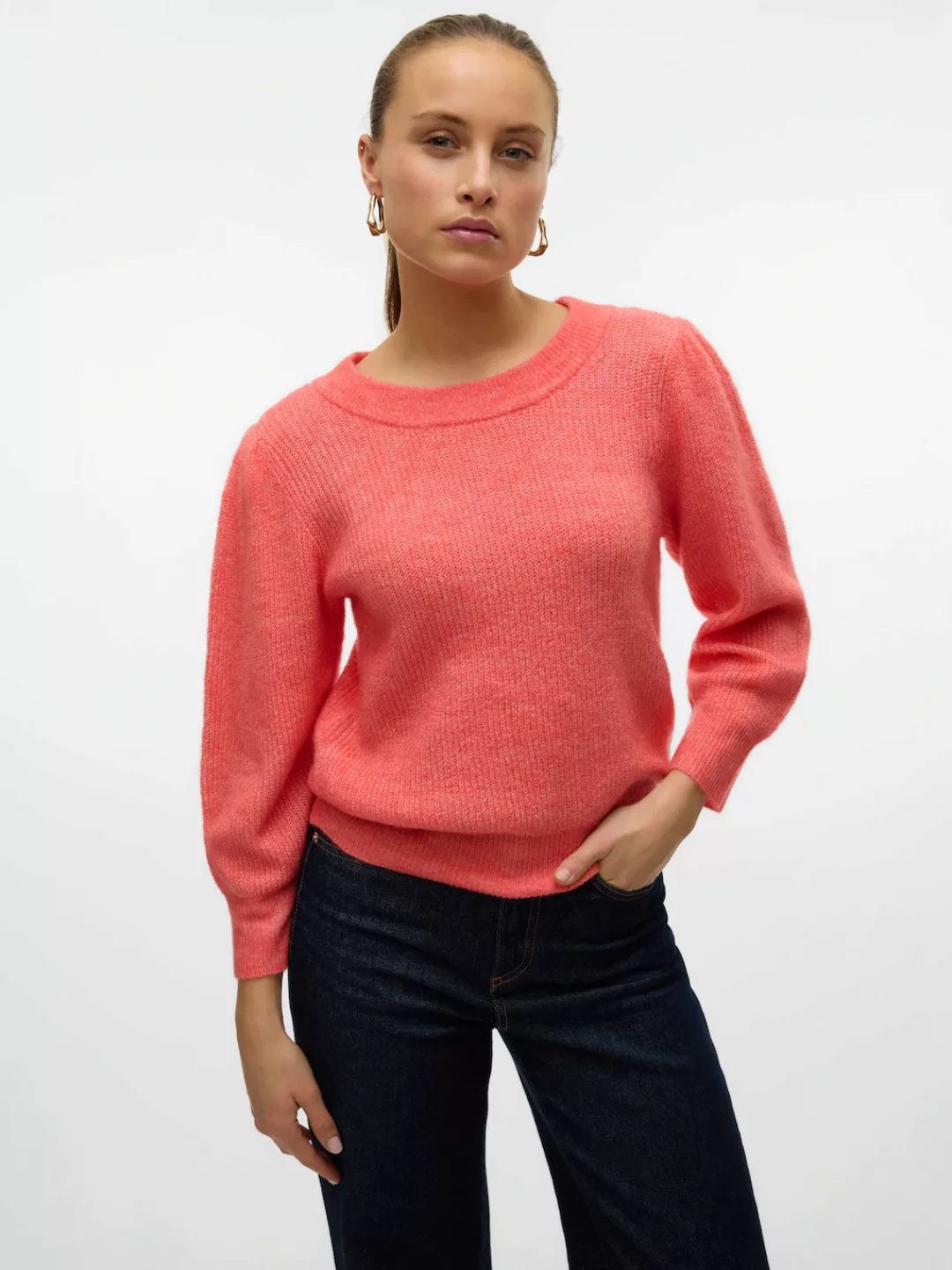 Vero Moda Rundhalspullover VMVIGGA 3/4 RIB PULLOVER GA BOO REP günstig online kaufen