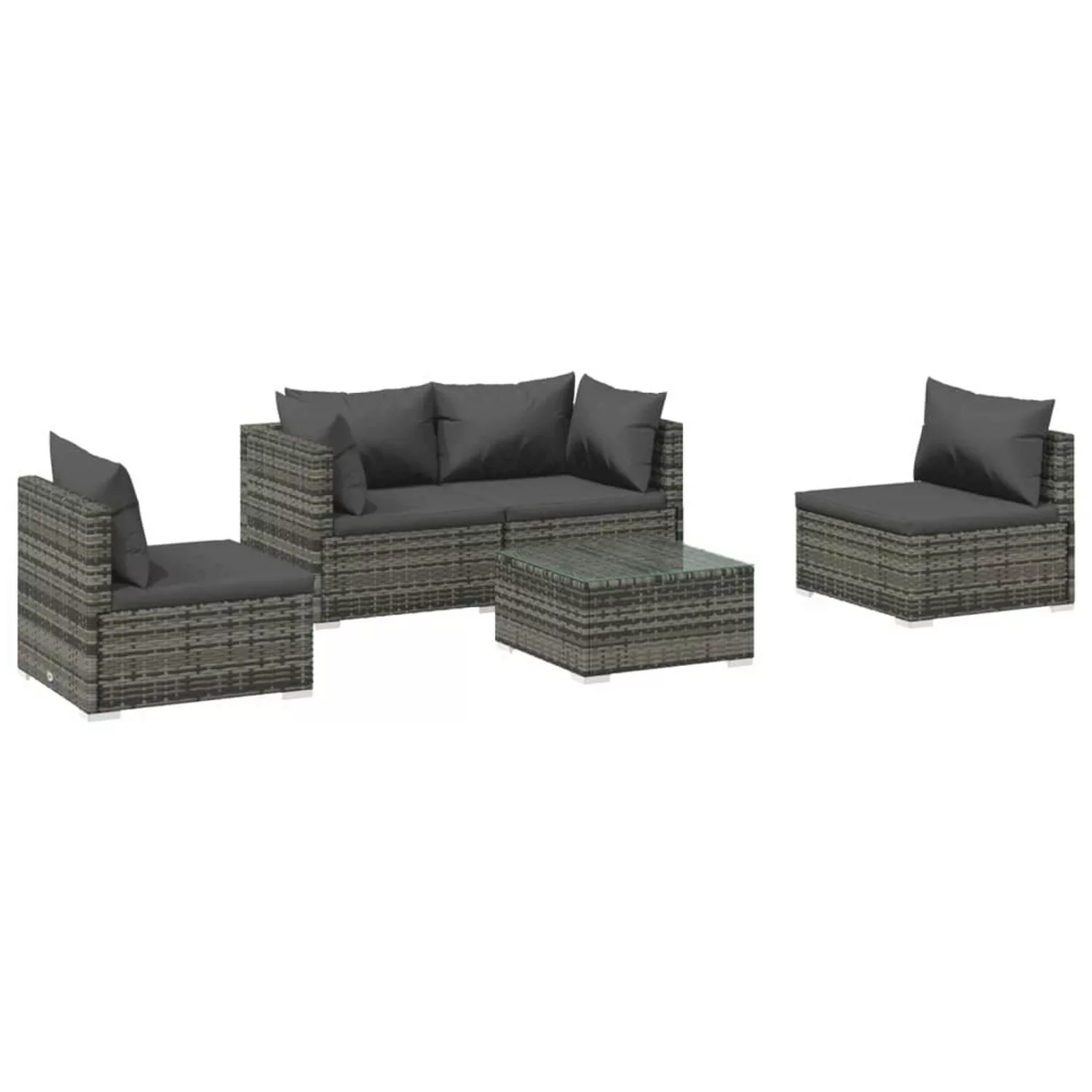 Vidaxl 5-tlg. Garten-lounge-set Mit Kissen Poly Rattan Grau günstig online kaufen