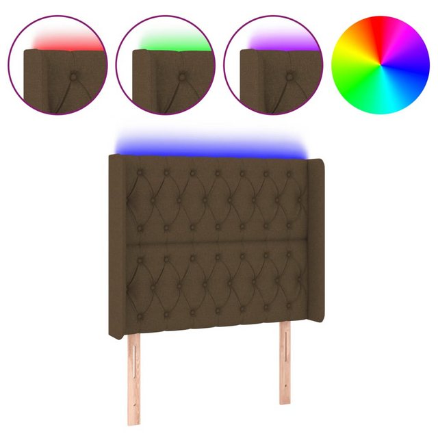 vidaXL Bett, LED Kopfteil Dunkelbraun 93x16x118/128 cm Stoff günstig online kaufen