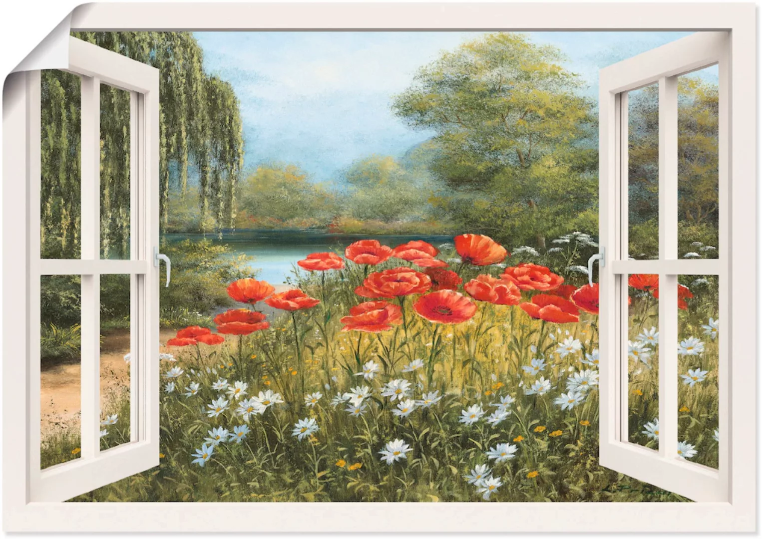 Artland Wandbild »Fensterblick Mohnwiese«, Fensterblick, (1 St.), als Leinw günstig online kaufen