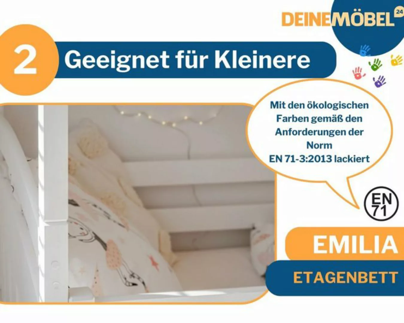 Deine Möbel 24 Etagenbett Hochbett Kinderbett EMILIA für 3 Kinder 80x180 90 günstig online kaufen