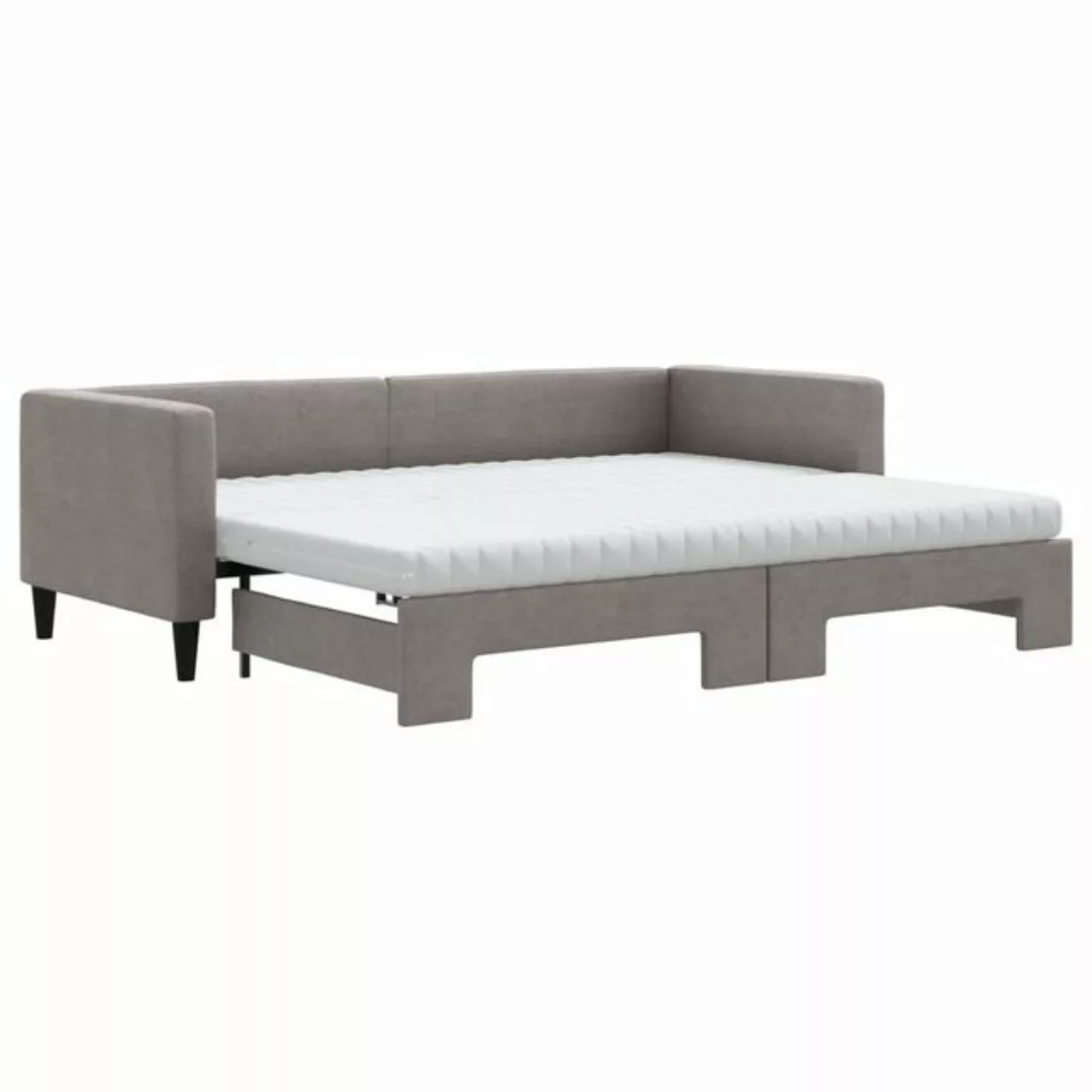 vidaXL Bett Tagesbett Ausziehbar mit Matratzen Taupe 80x200 cm Stoff günstig online kaufen