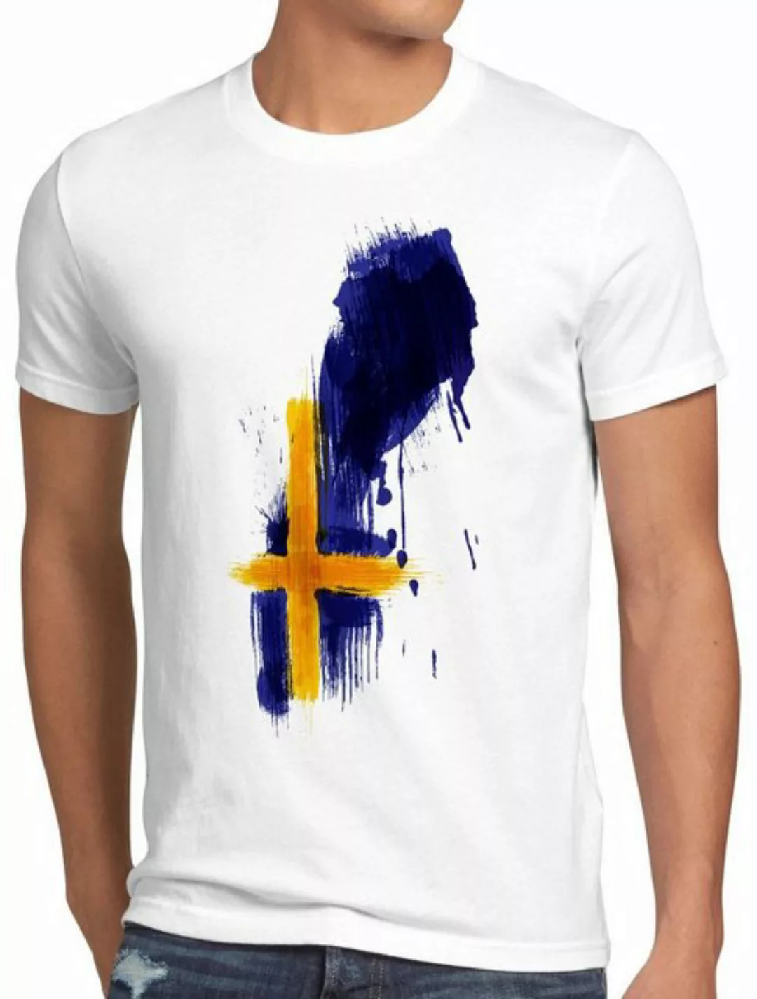 style3 T-Shirt Flagge Schweden Fußball Sport Sweden WM EM Fahne günstig online kaufen