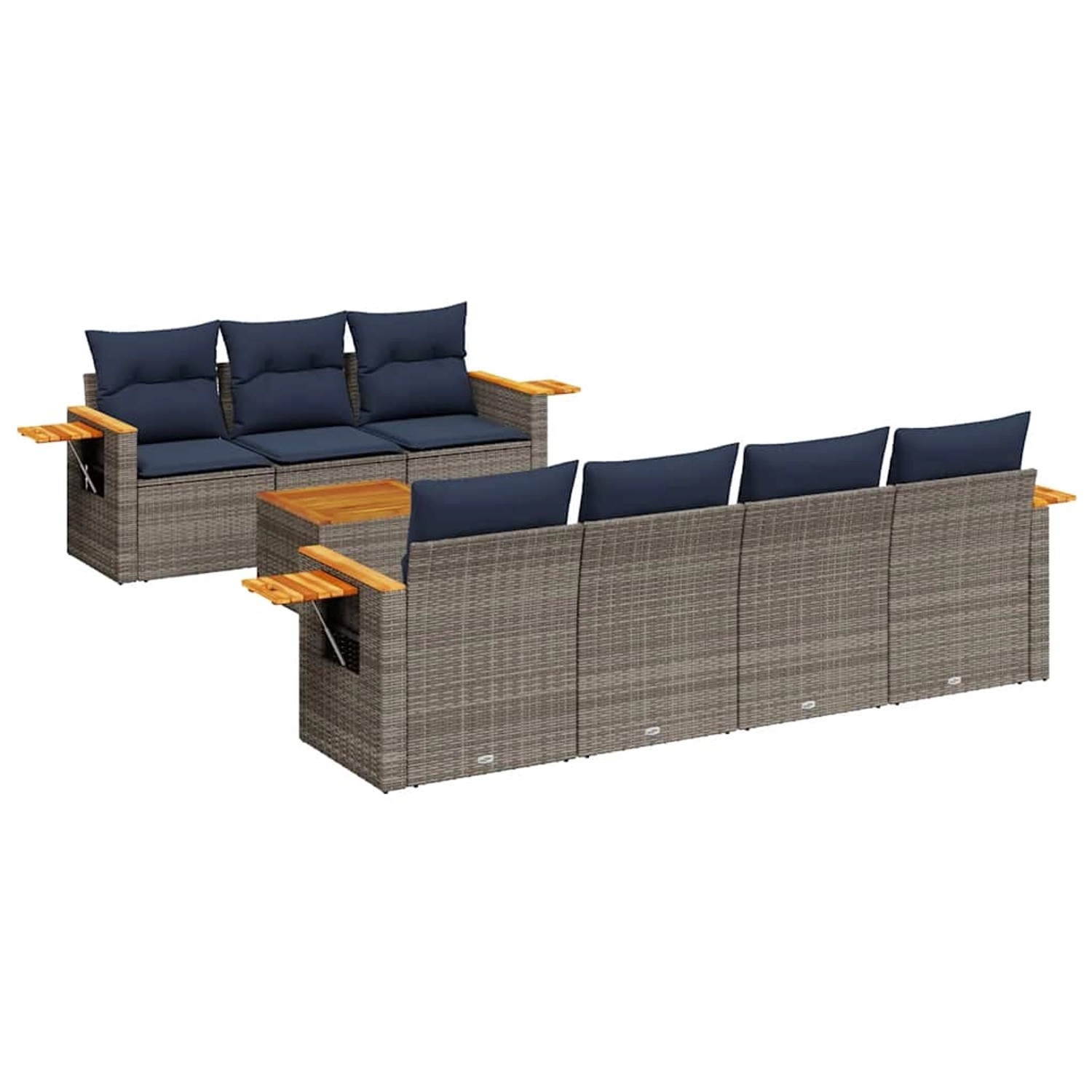 vidaXL 8-Tlg Garten-Sofagarnitur mit Kissen Grau Poly Rattan 3226649 günstig online kaufen