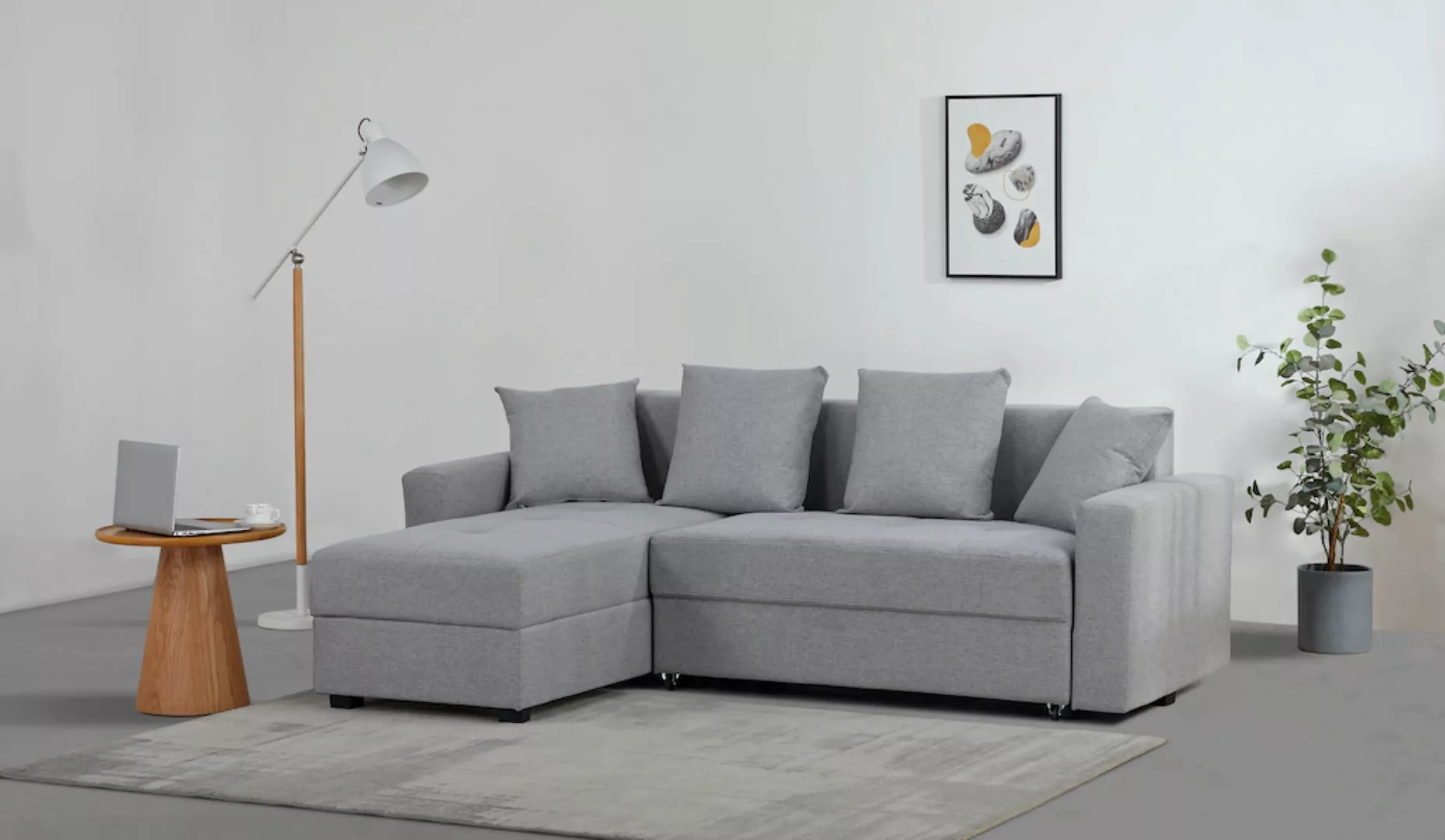 INOSIGN Ecksofa "KILLAM, 217 cm, L-Form, mit Schlaffunktion u. Bettkasten", günstig online kaufen