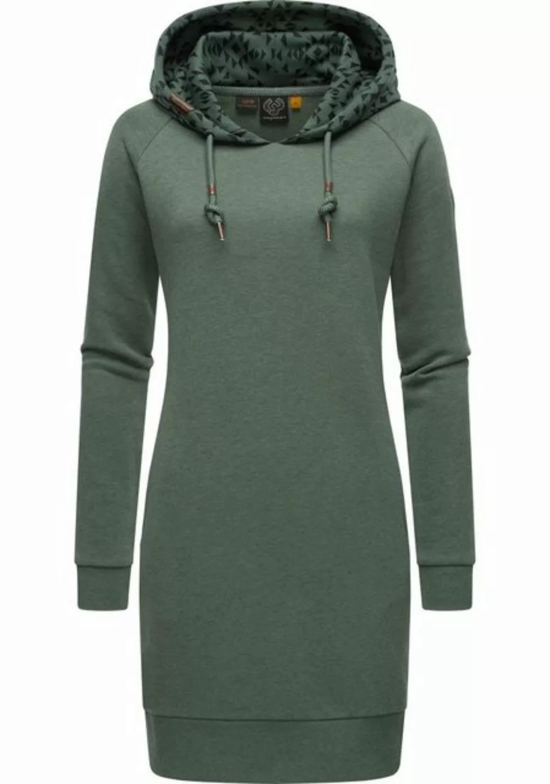 Ragwear Sweatkleid "Bessi", Langärmliges Baumwoll Kleid mit Printmuster-Kap günstig online kaufen