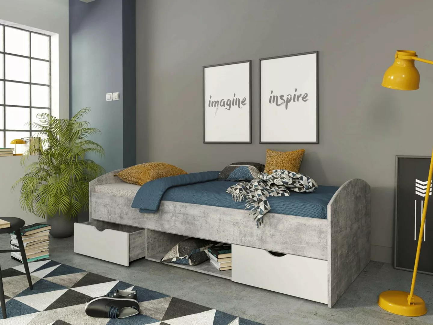 99rooms Jugendbett Pulo (Bett, Jugendzimmerbett), 90x200 cm, mit Schubladen günstig online kaufen