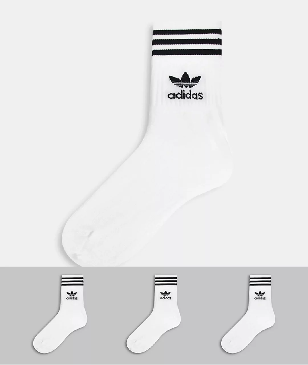 Adidas Originals Mid Crew Socken 3 Paare EU 43-45 White / Black günstig online kaufen