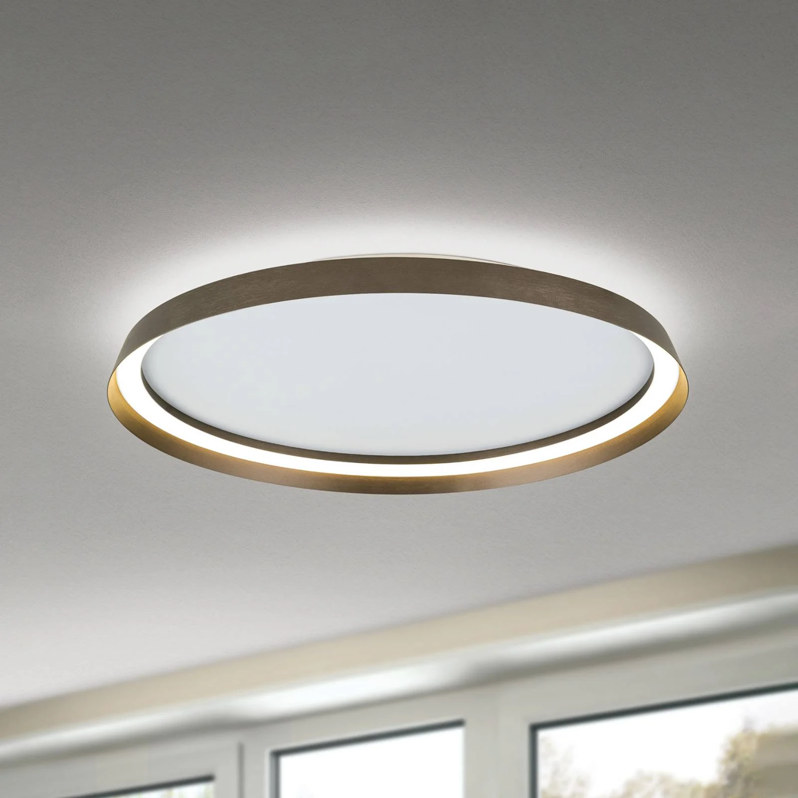 LED-Deckenlampe Manta, Ø 60 cm, alu/bronze, Alu, up/down günstig online kaufen